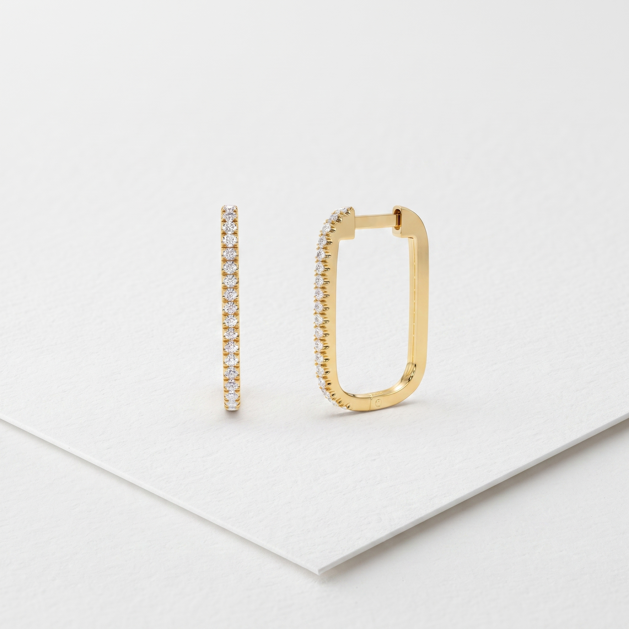 Rectangular Diamond Hoop Earrings
