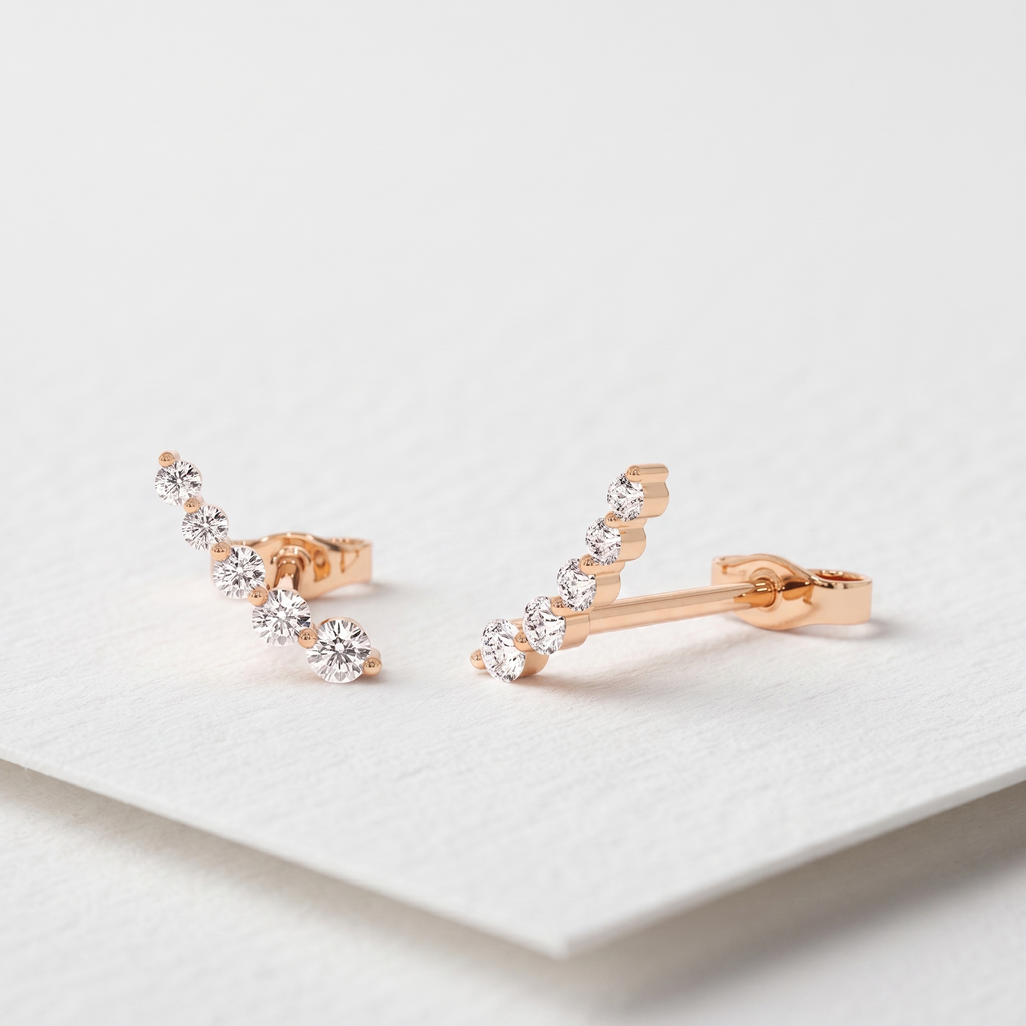 Curved Diamond Ear Climber Earrings