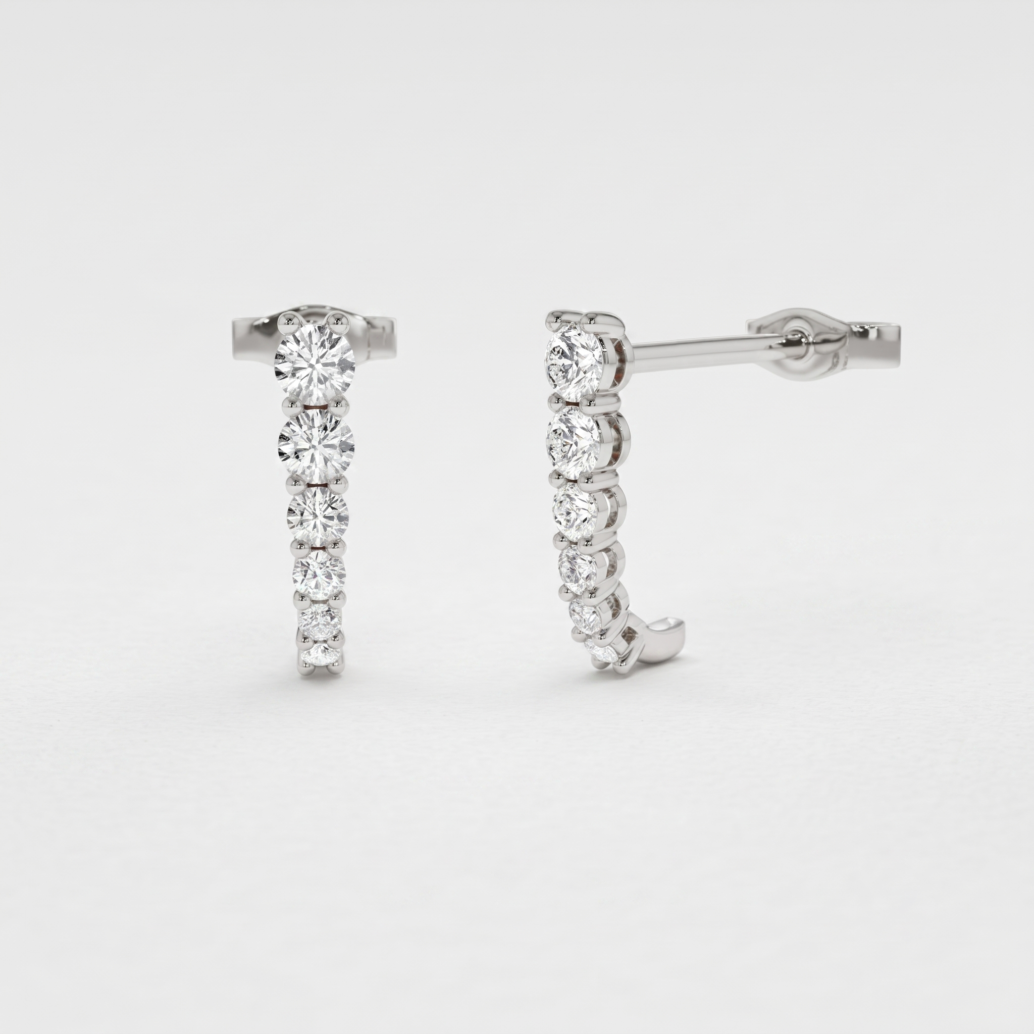 Graduated Round Diamond Drop Earrings