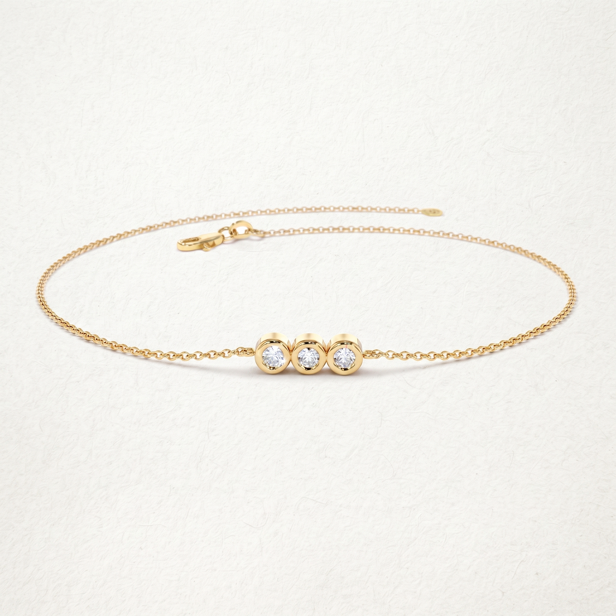 Three Stone Round Diamond Bracelet