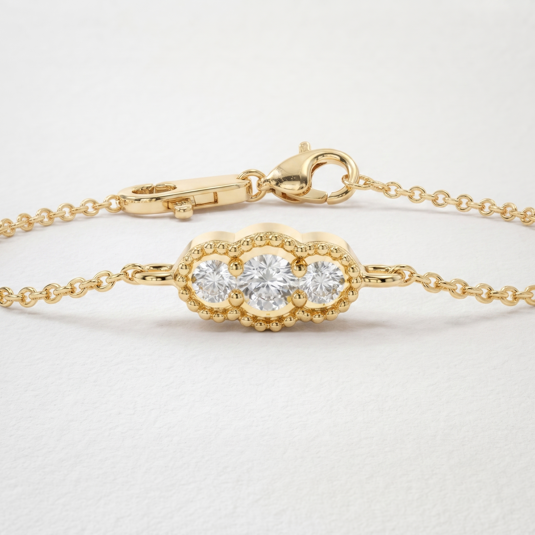 Three Stone Diamond Station Bracelet