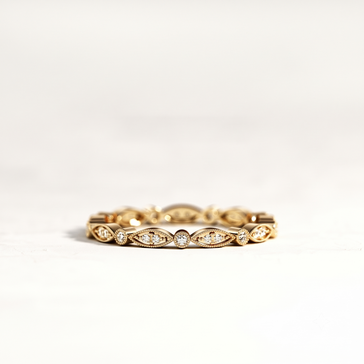 Marquise & Round Diamond Ornamental Band