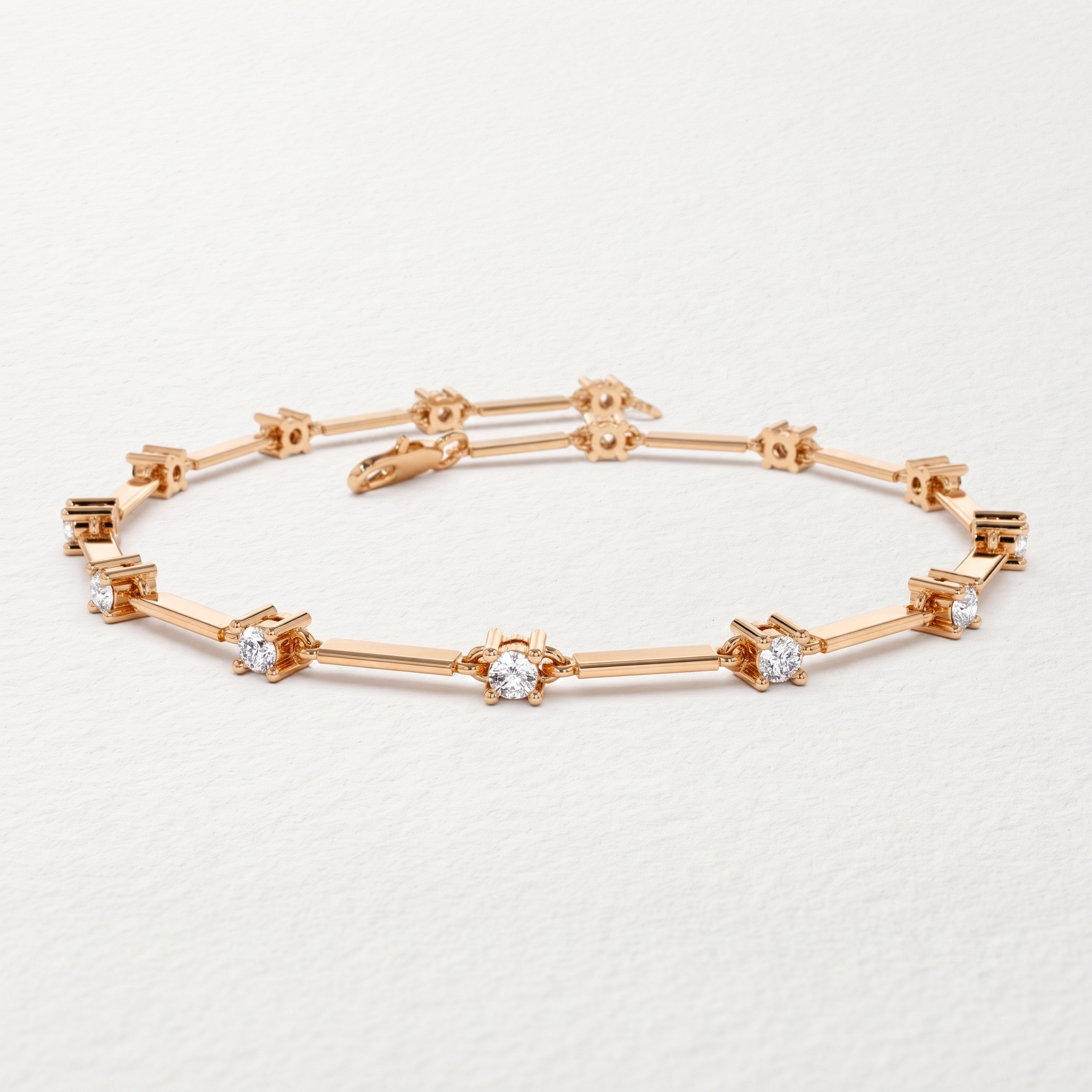 Round Diamond Bar Link Bracelet