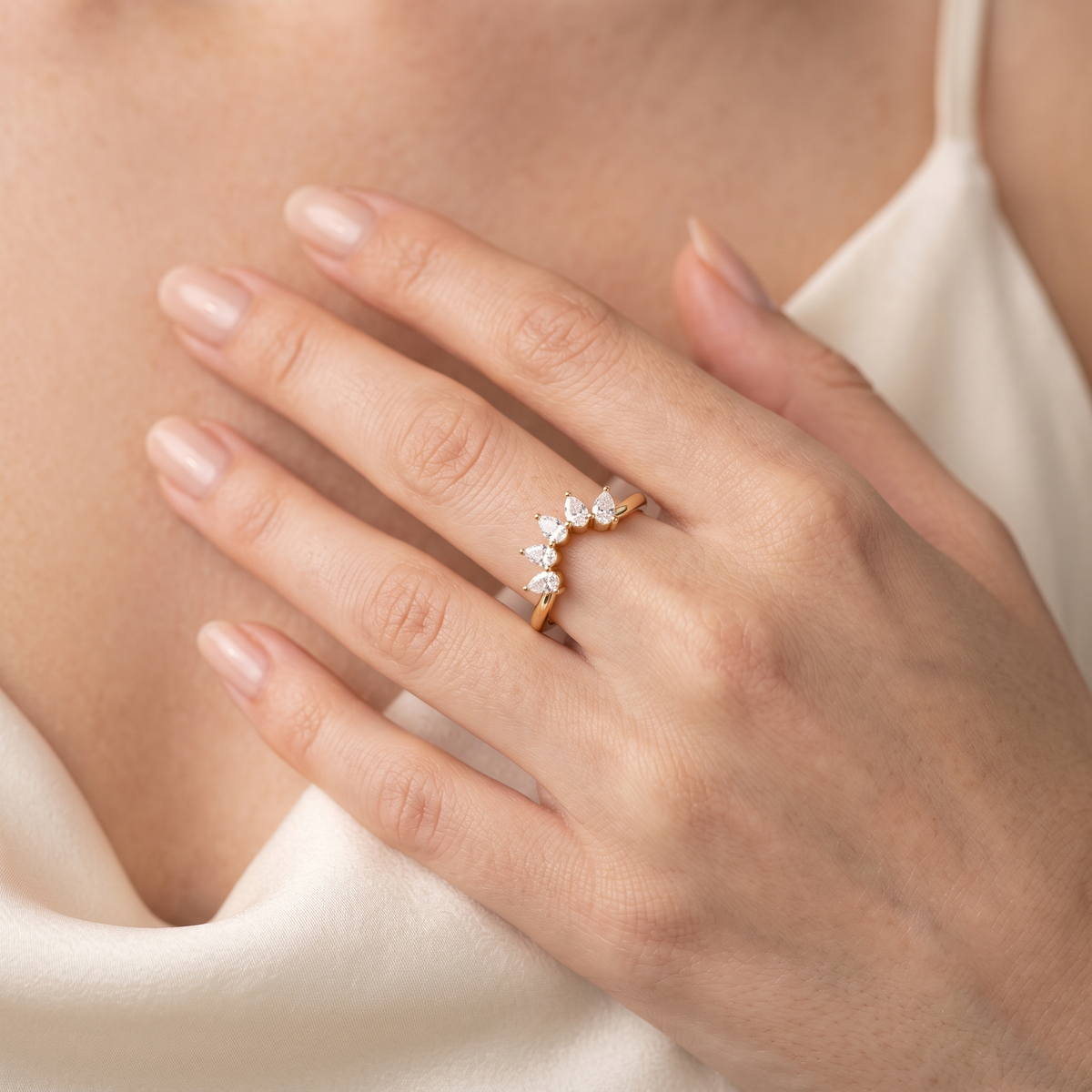 Five Stone Pear Diamond Band