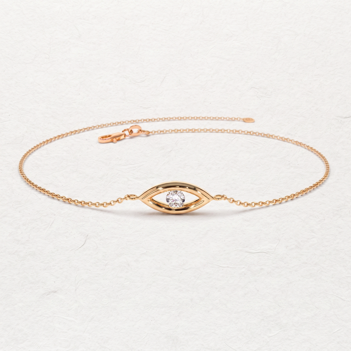 Eye Shape Round Diamond Station Bracelet