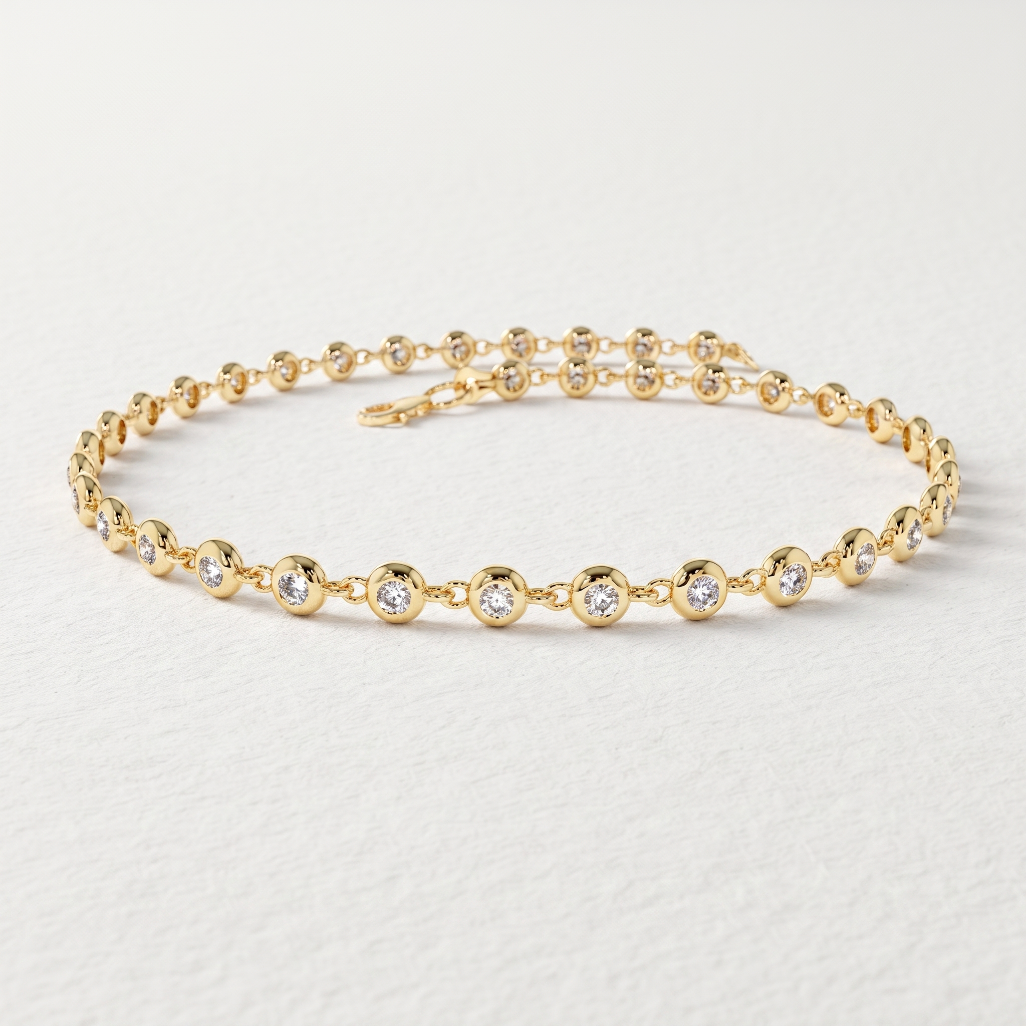 Round Diamond Bezel Station Bracelet