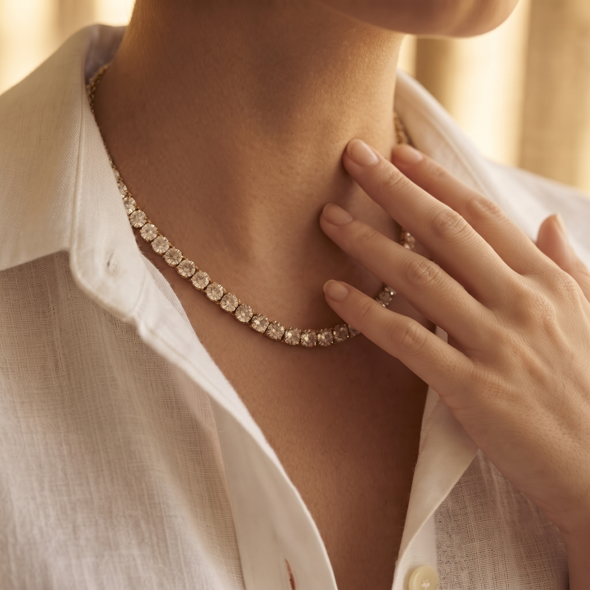 Classic Round Diamond Tennis Necklace