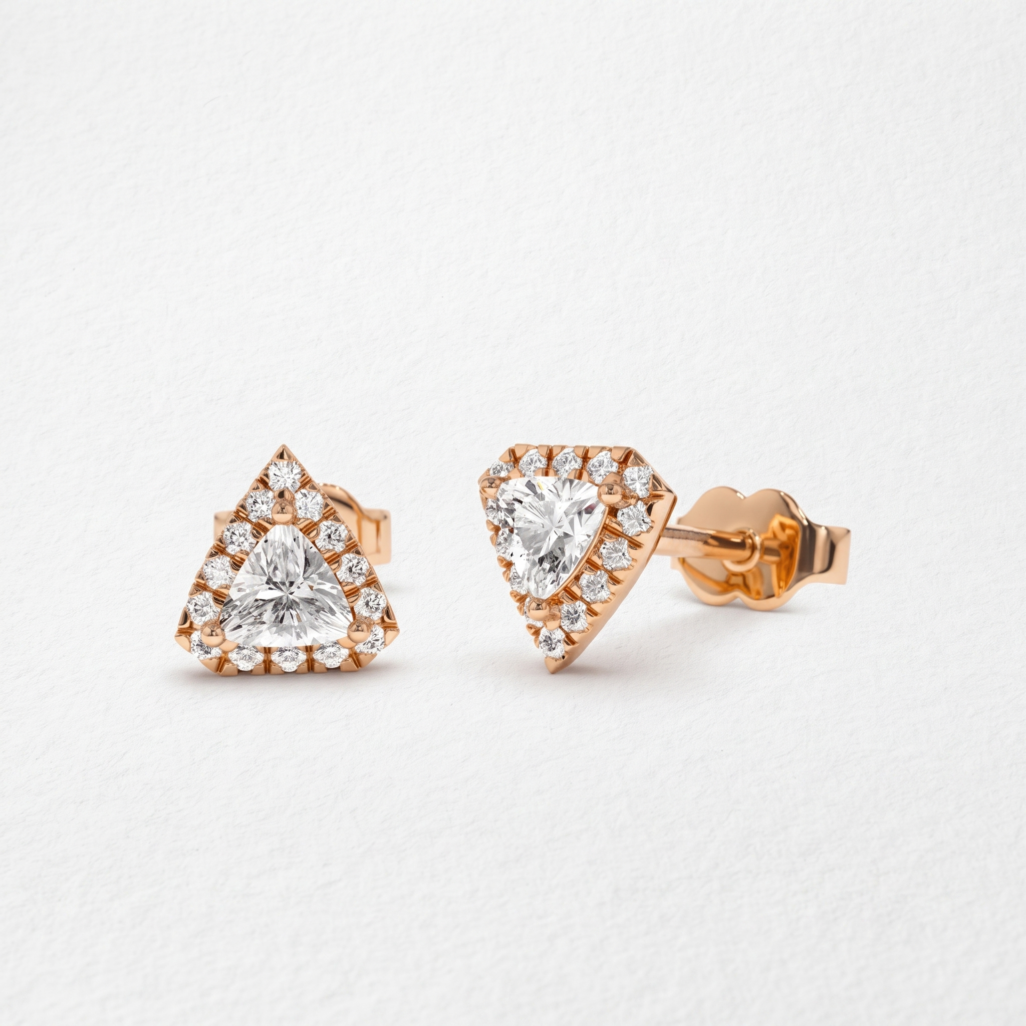 Triangular Floral Diamond Stud Earrings