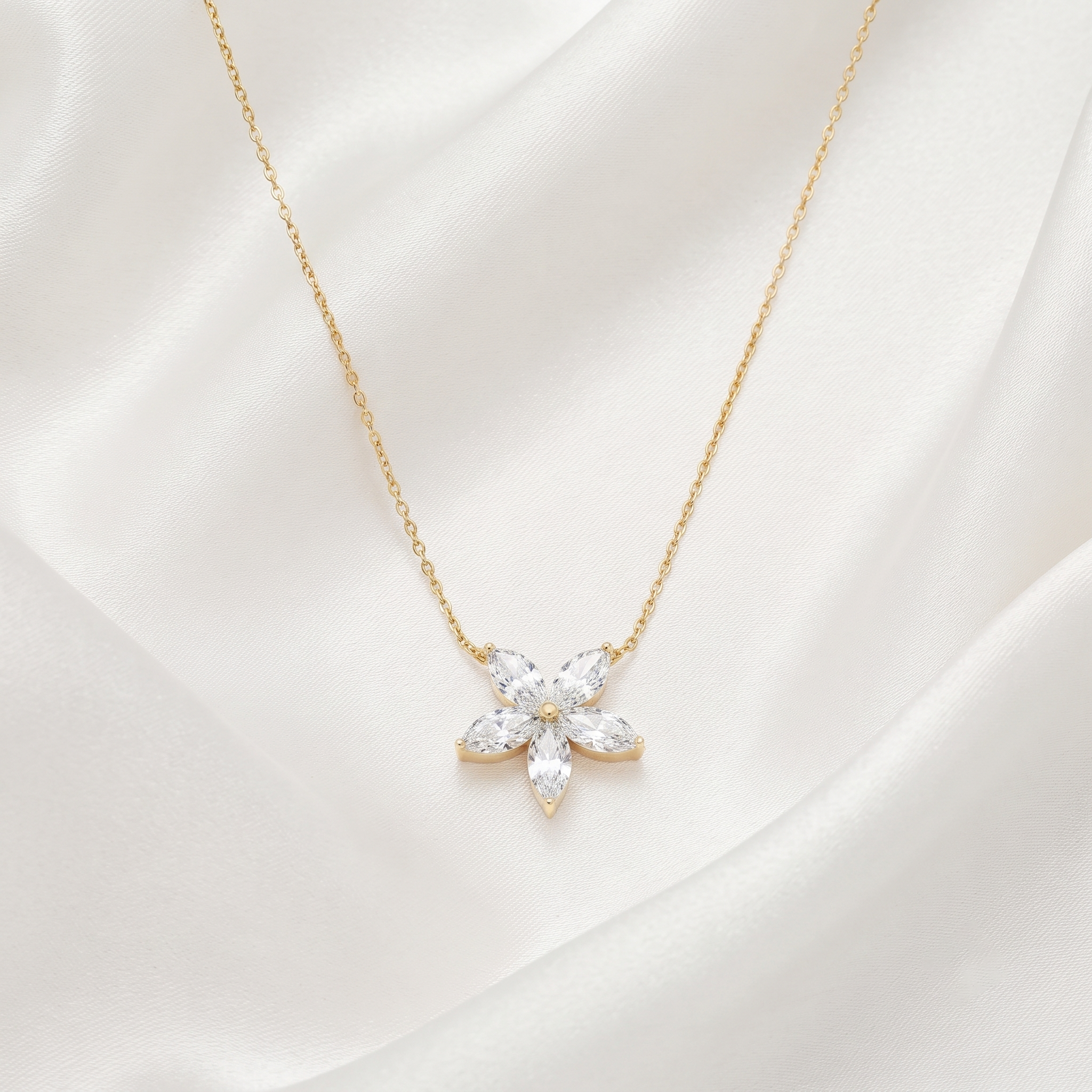 Marquise Diamond Flower Pendant