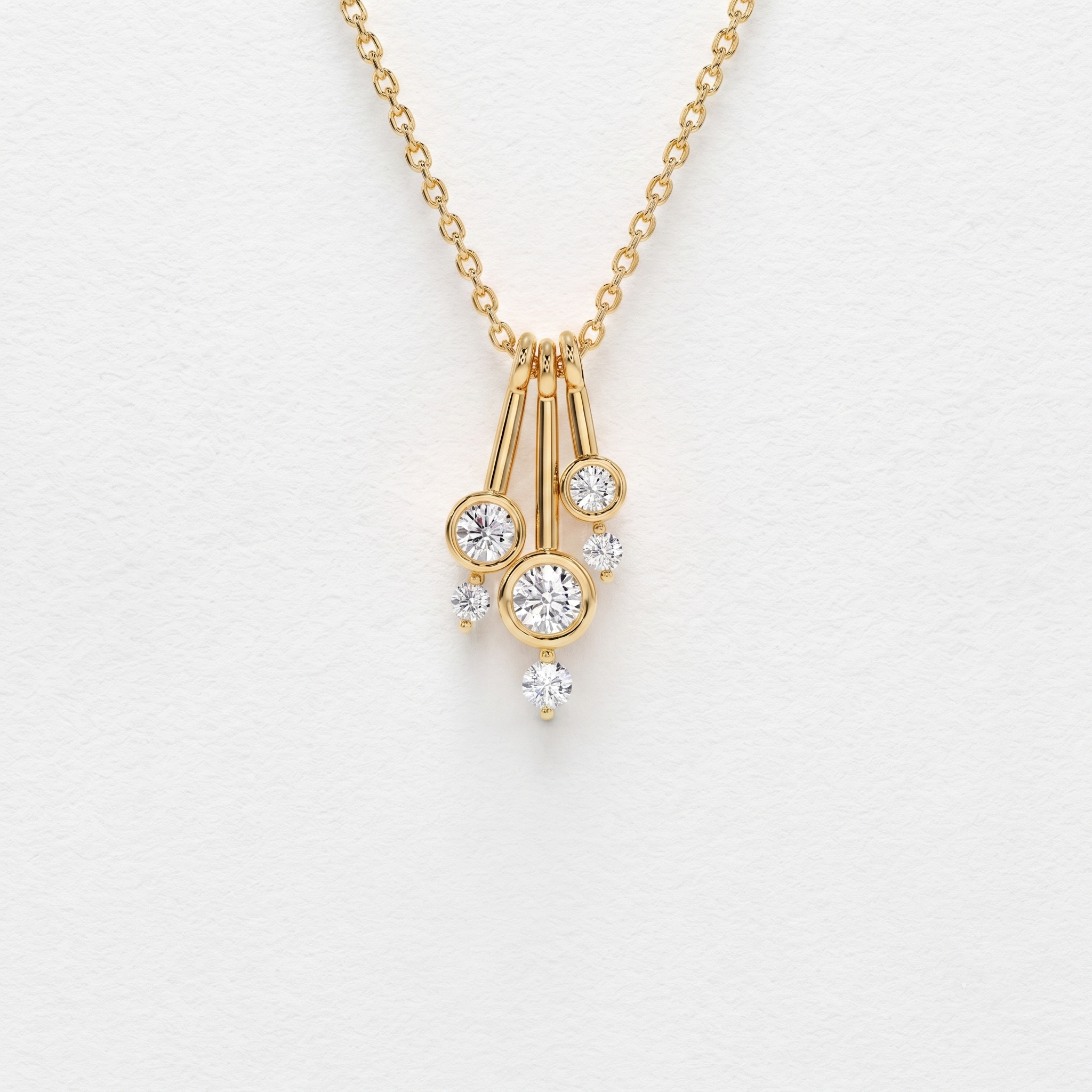 Cascading Round Diamond Bar Pendant Necklace