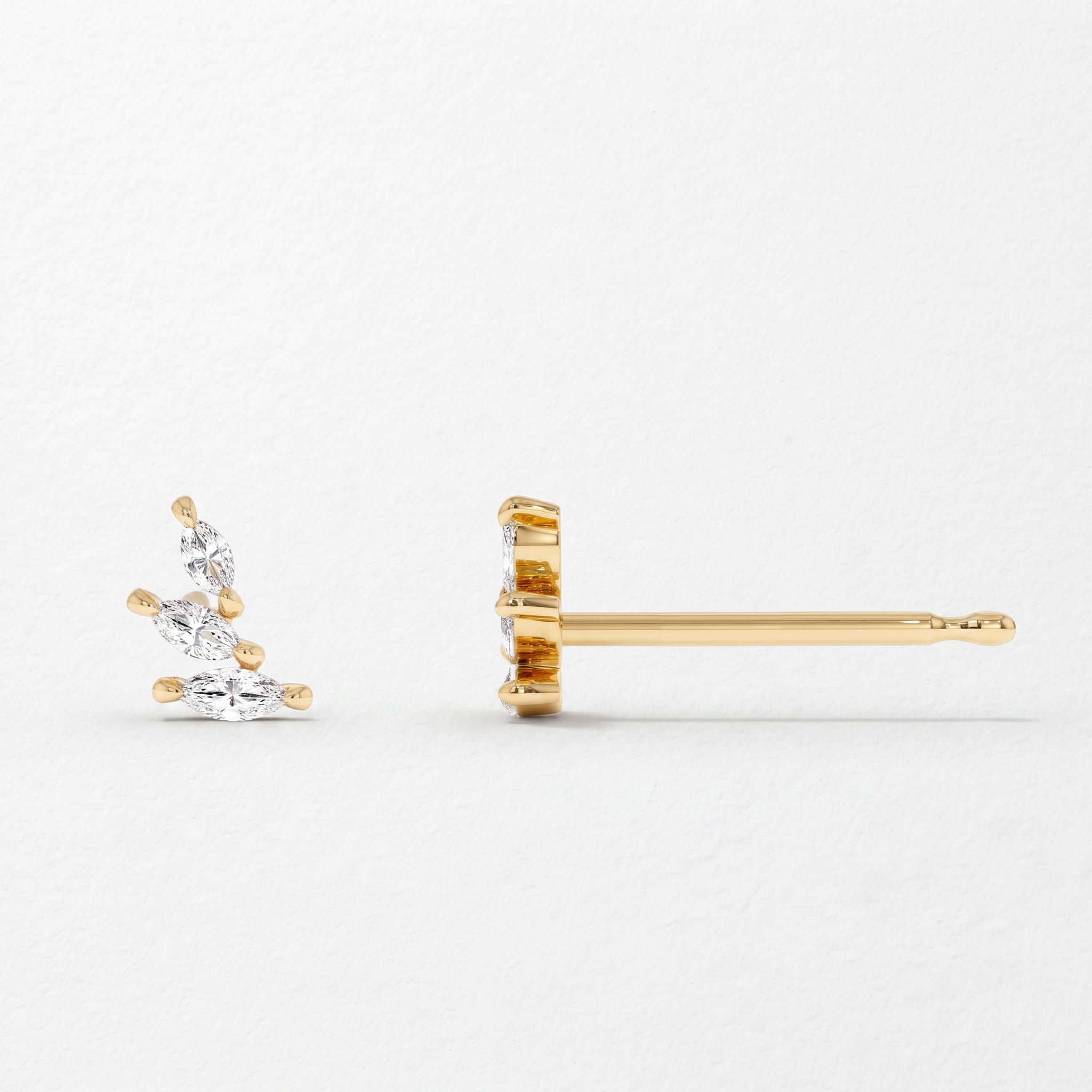 Triple Marquise Diamond Stud Earrings