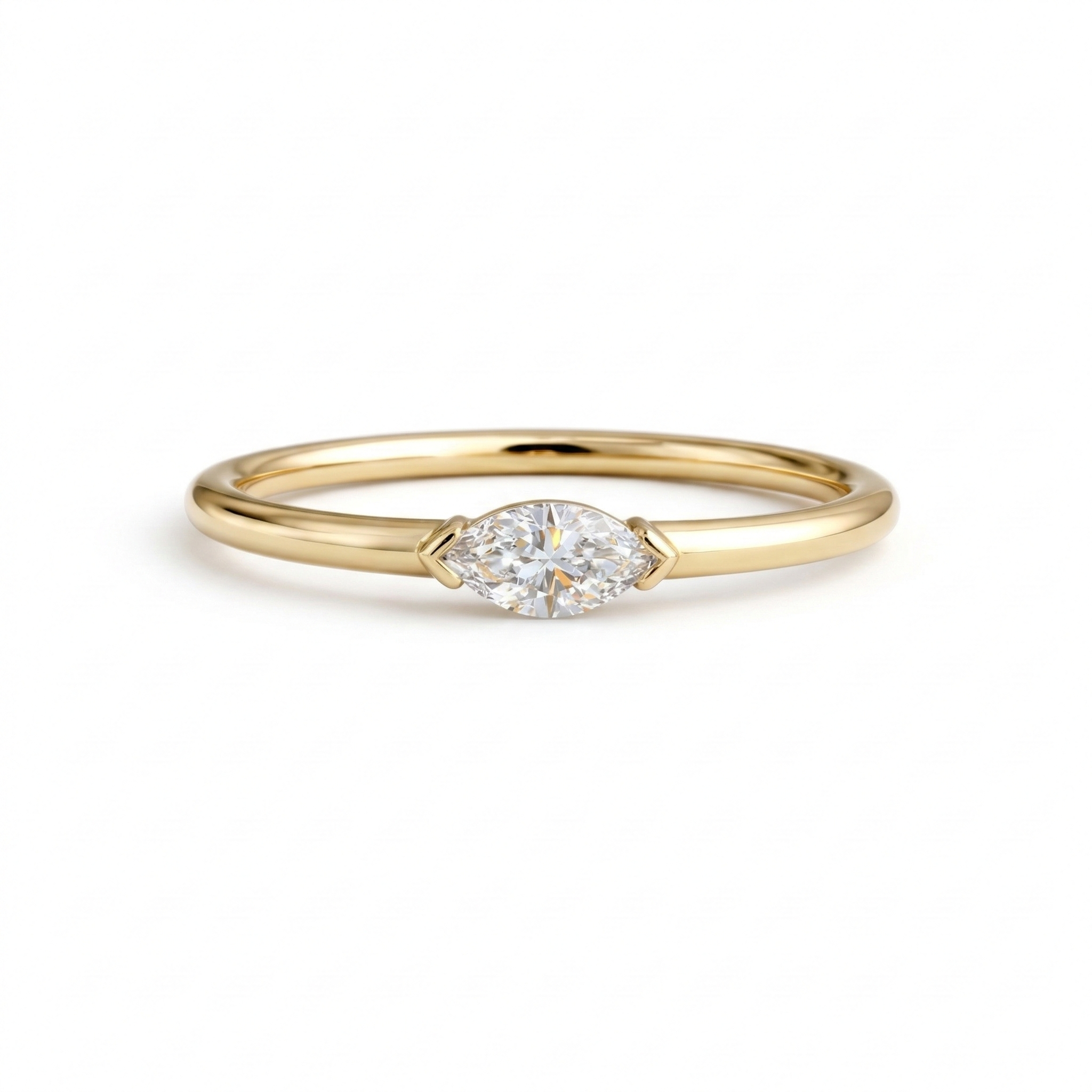 Marquise East West Solitaire Ring