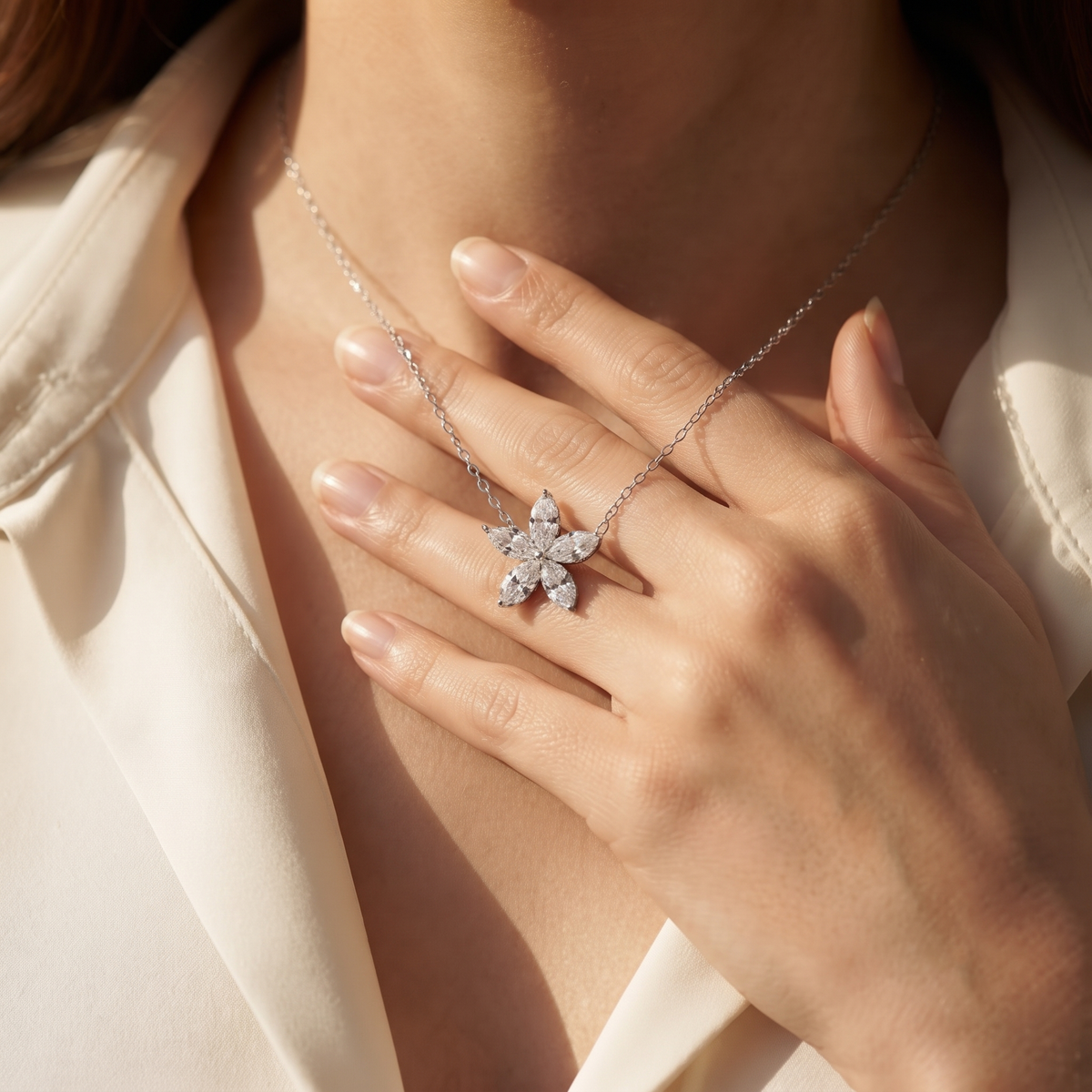 Marquise Diamond Flower Pendant