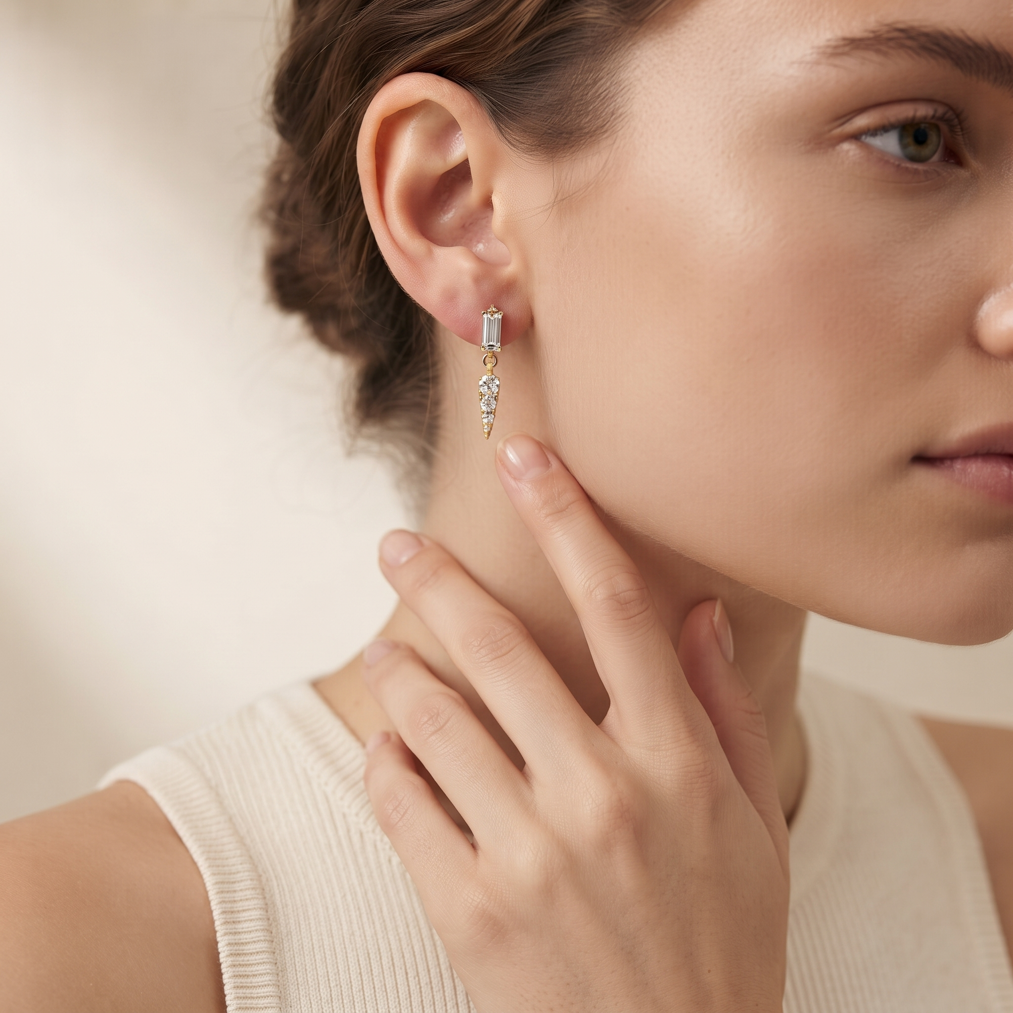 Emerald Bar Drop Earrings