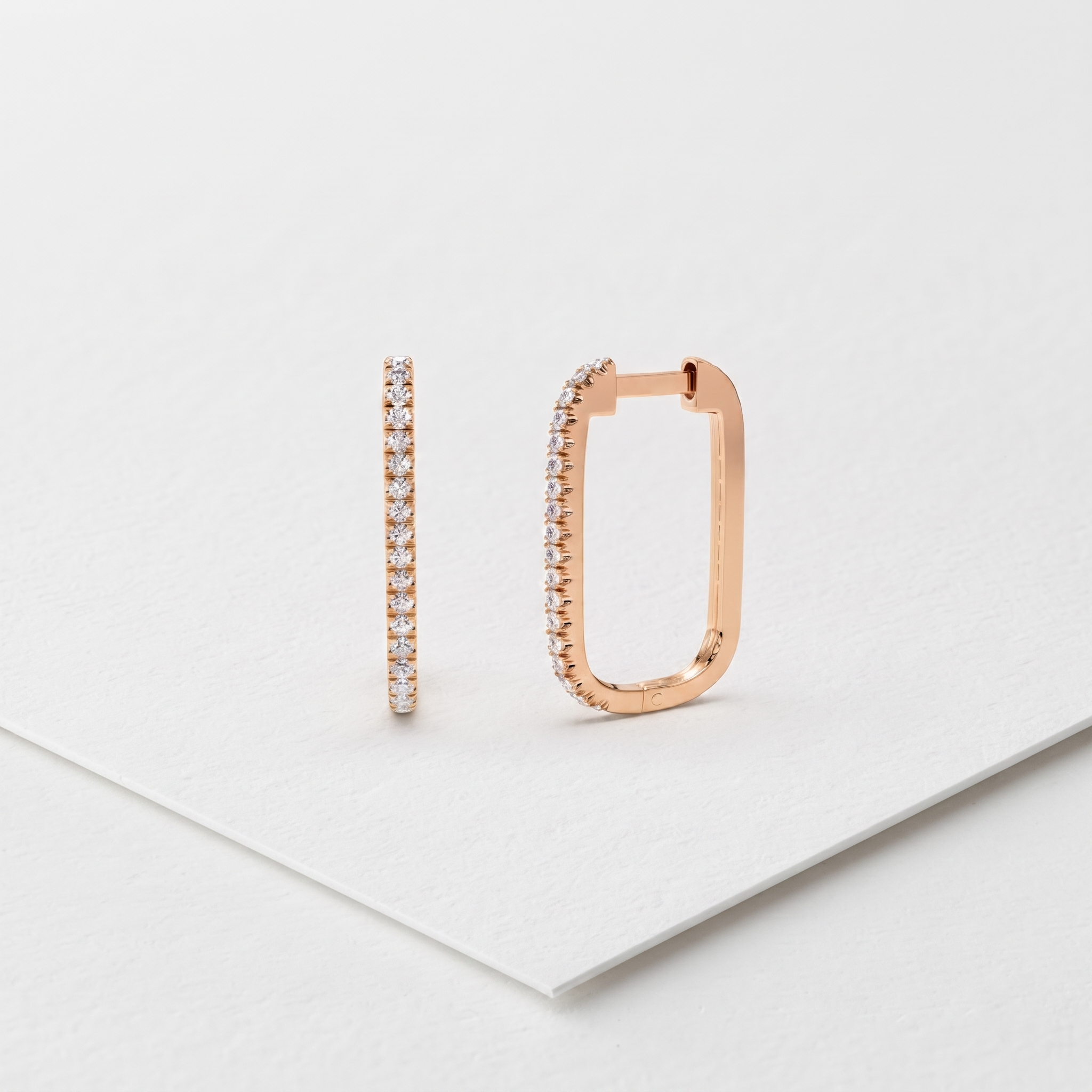 Rectangular Diamond Hoop Earrings