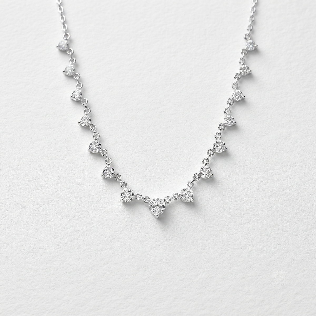 Graduated Pear Diamond Station Necklace