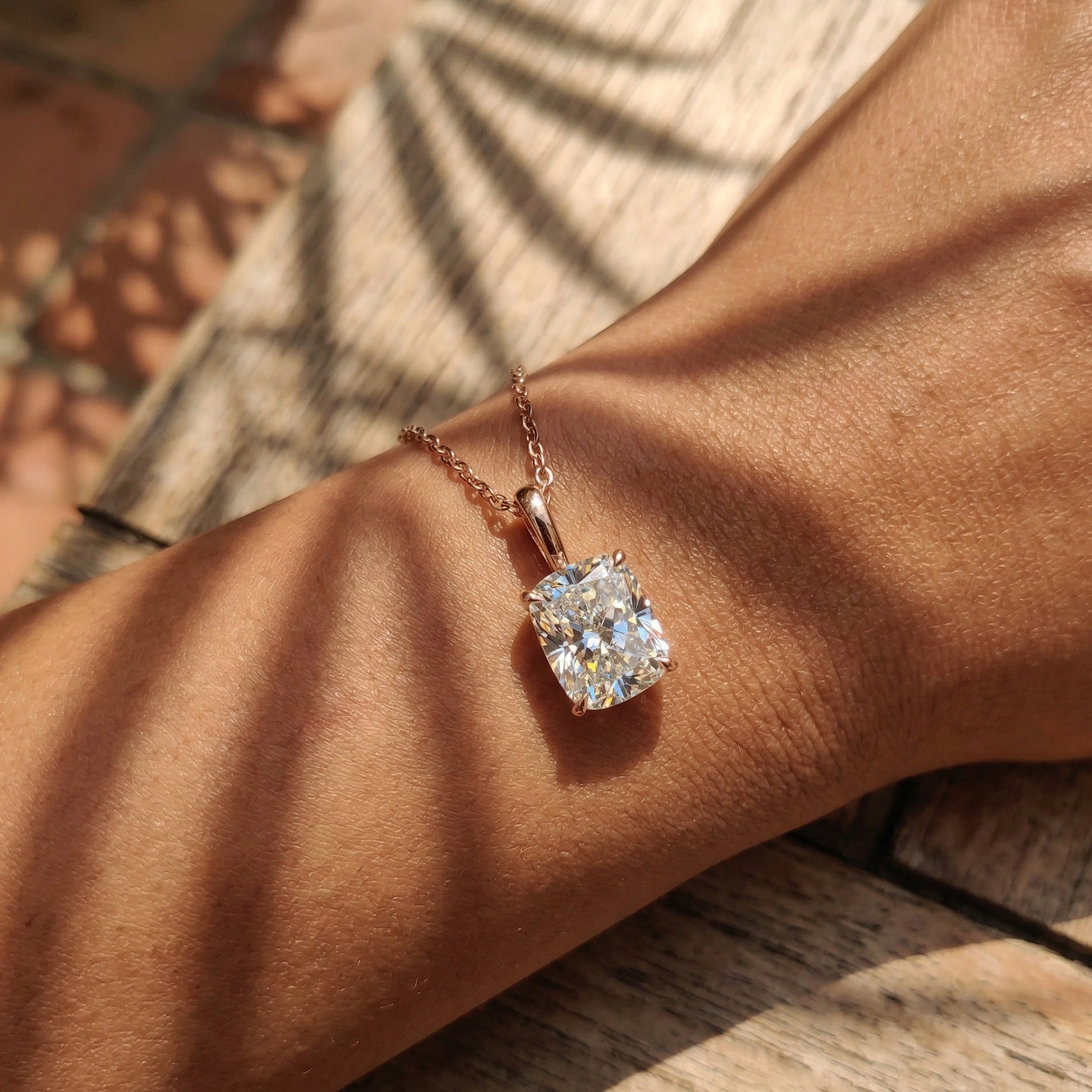 Cushion Cut Solitaire Diamond Pendant