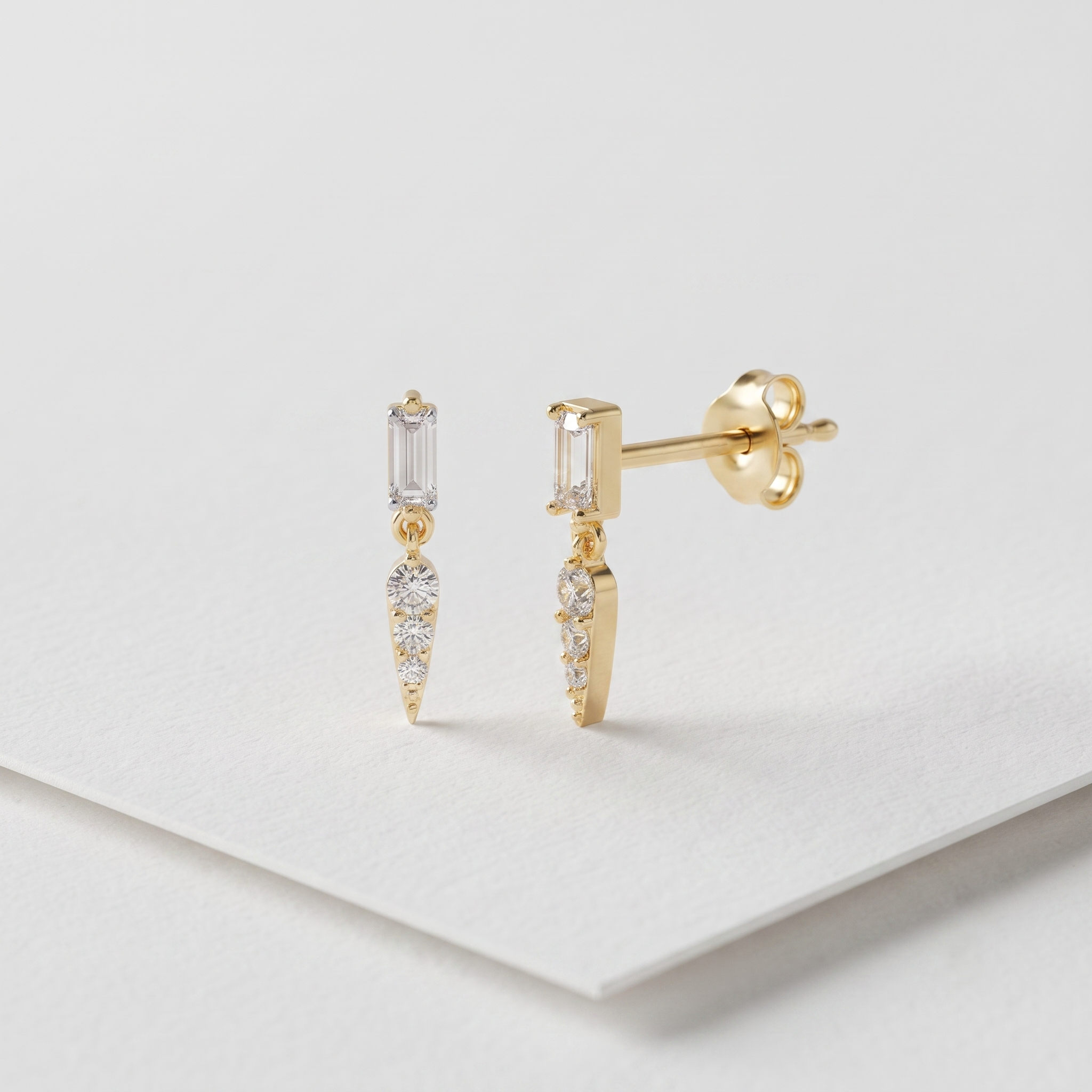 Emerald Bar Drop Earrings