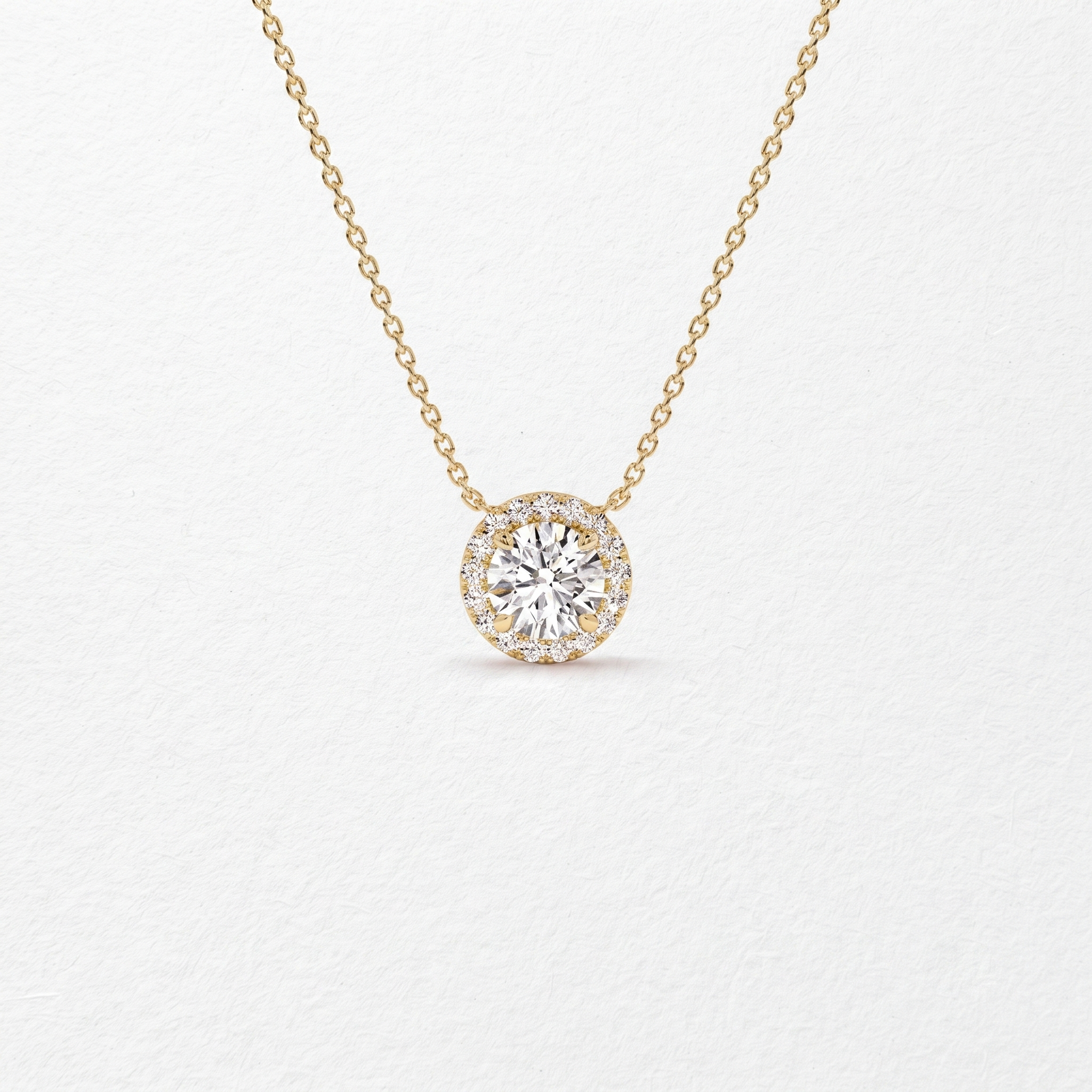 Round Halo Diamond Pendant Necklace
