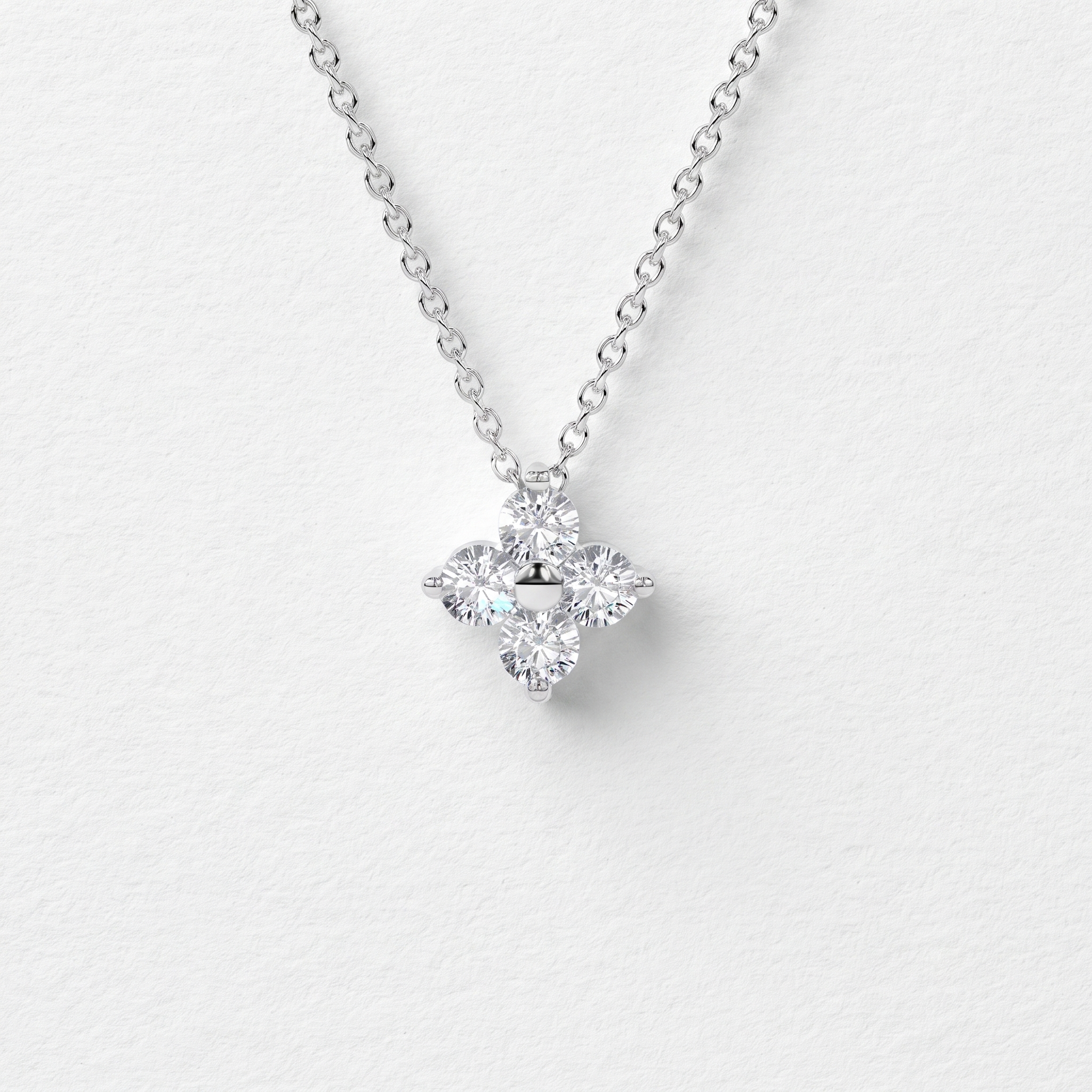 Four Stone Floral Diamond Pendant