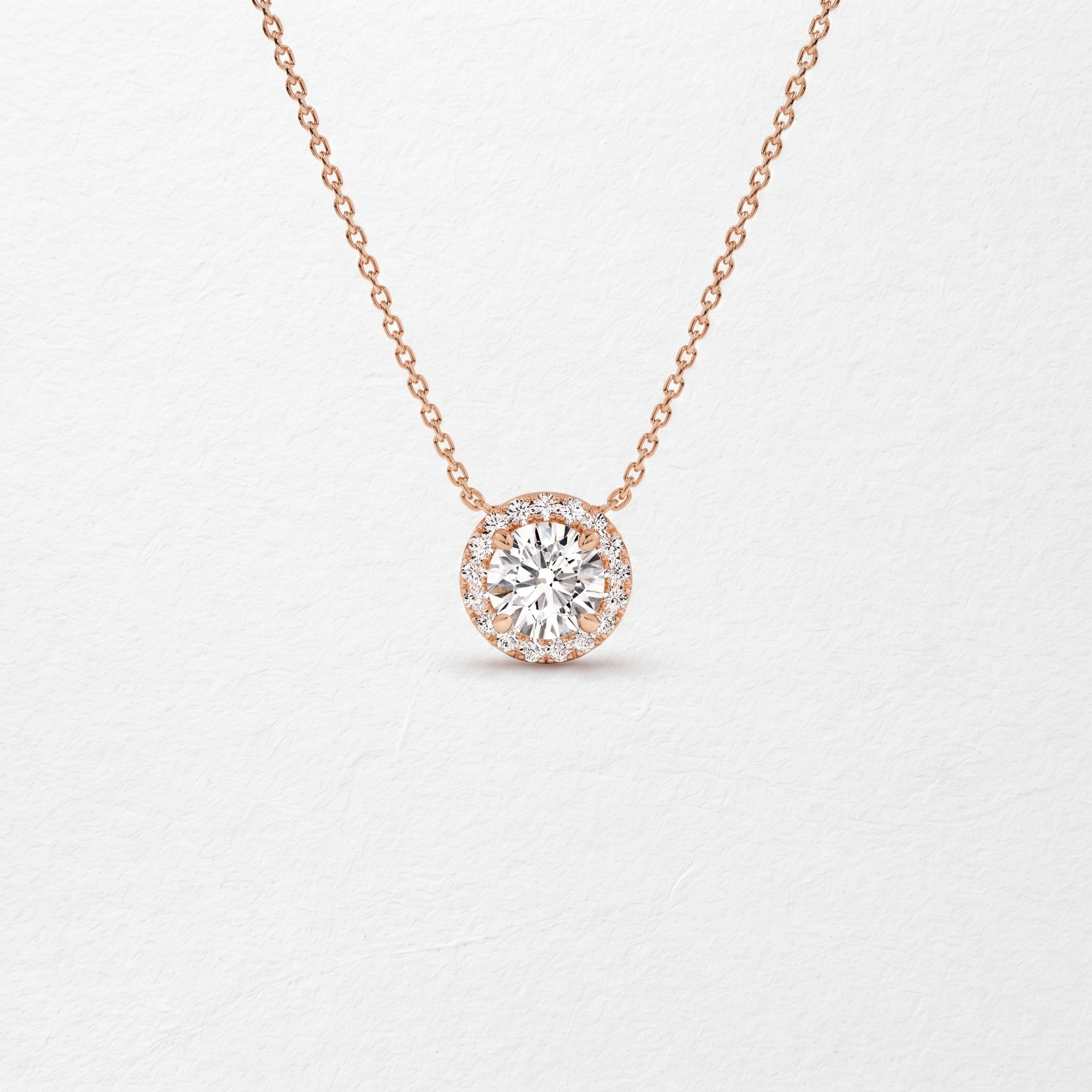 Round Halo Diamond Pendant Necklace