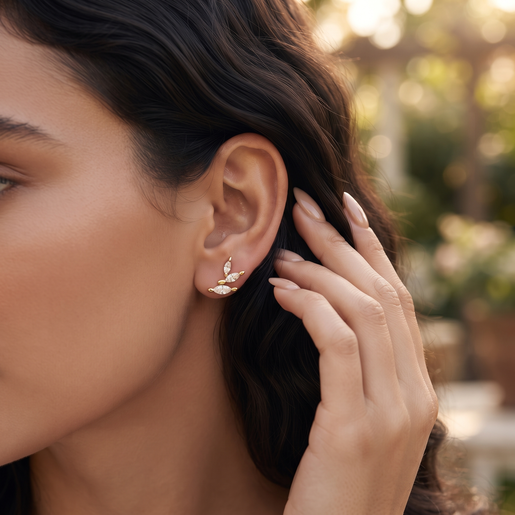 Triple Marquise Diamond Stud Earrings