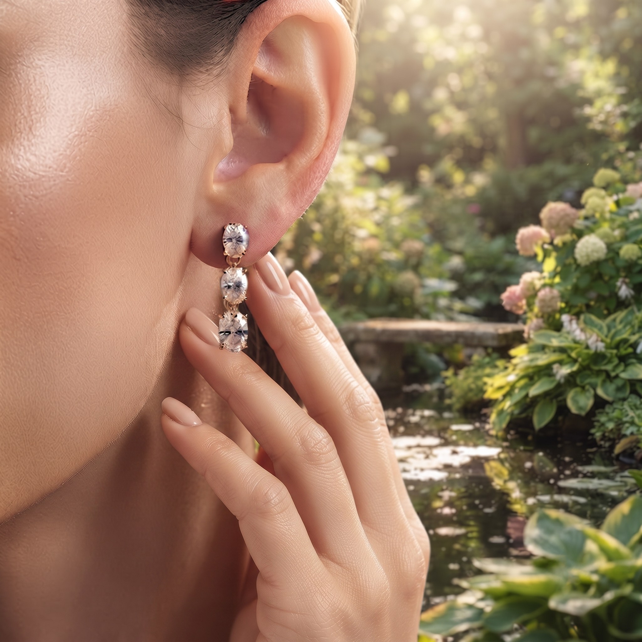 Graduated Oval Diamond Drop Earrings