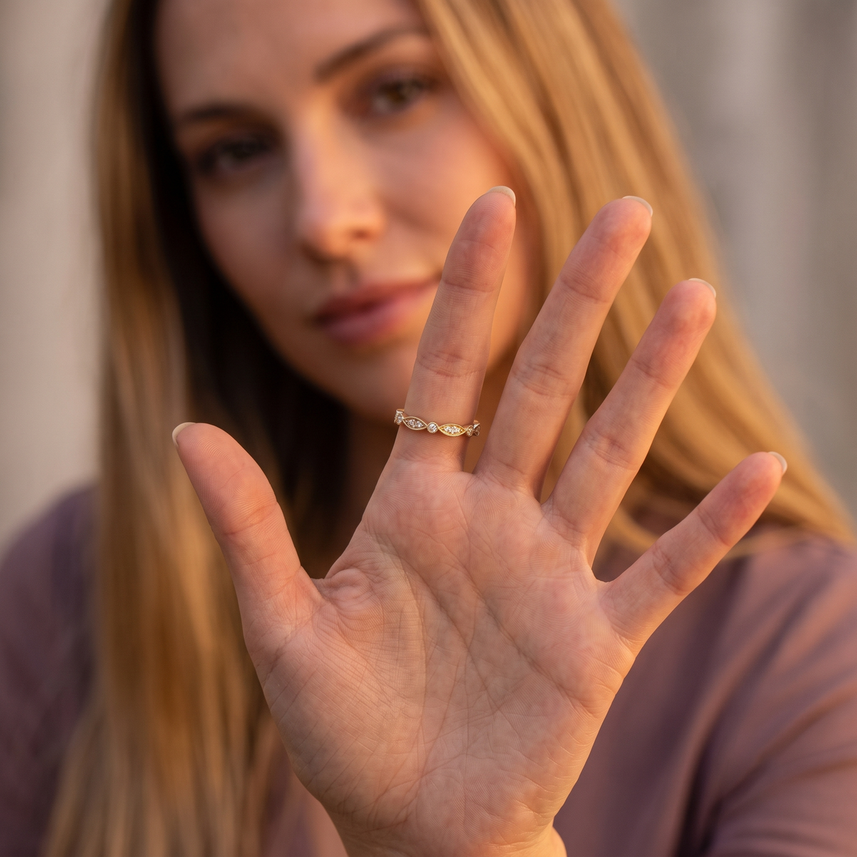 Marquise & Round Diamond Ornamental Band
