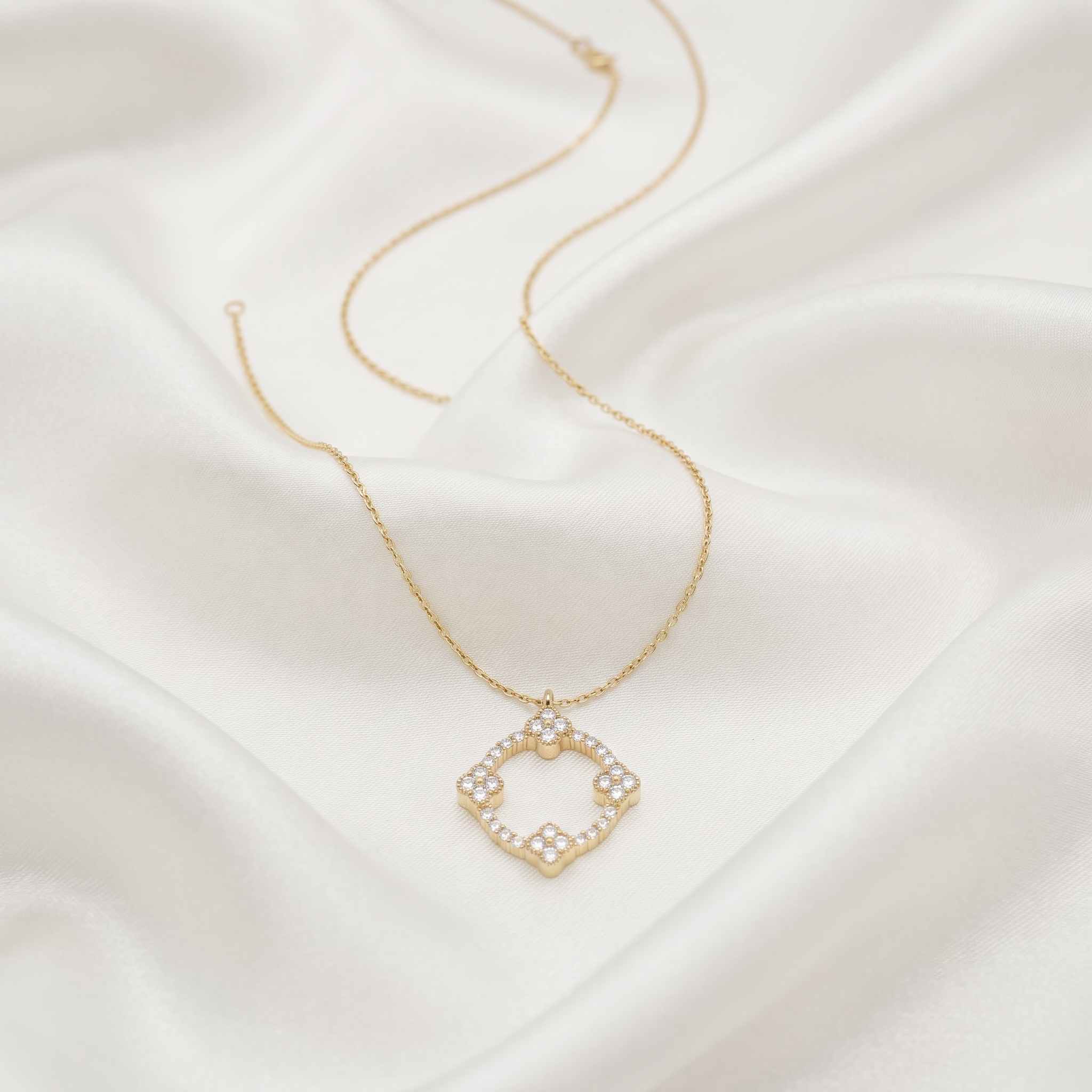 Open Frame Cushion Diamond Pendant