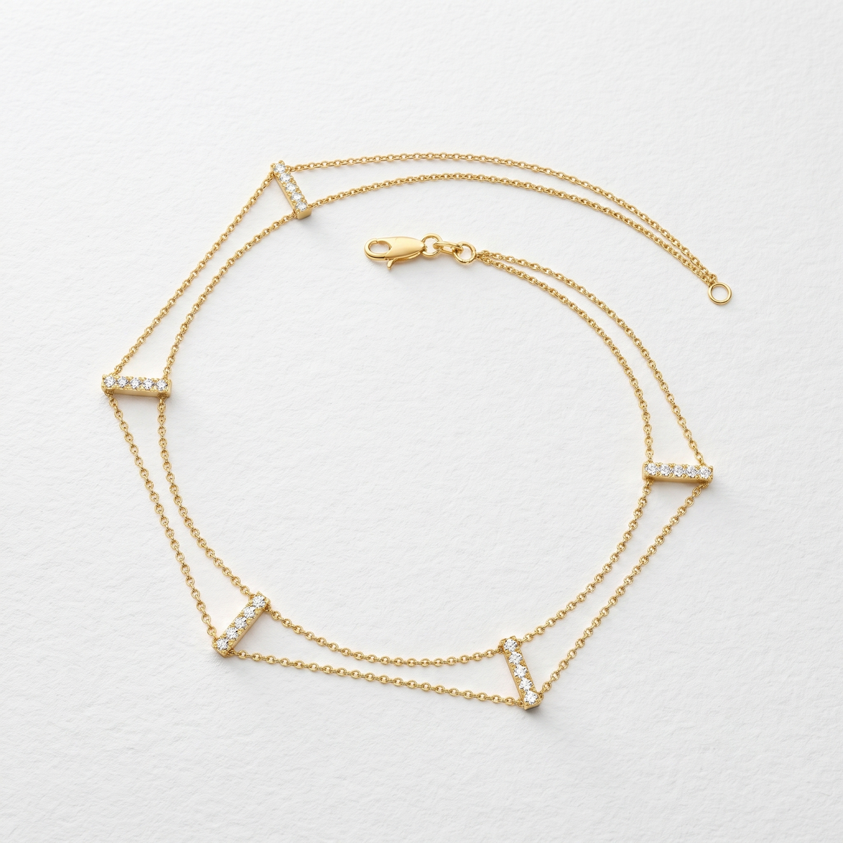 Double Chain Diamond Bar Bracelet