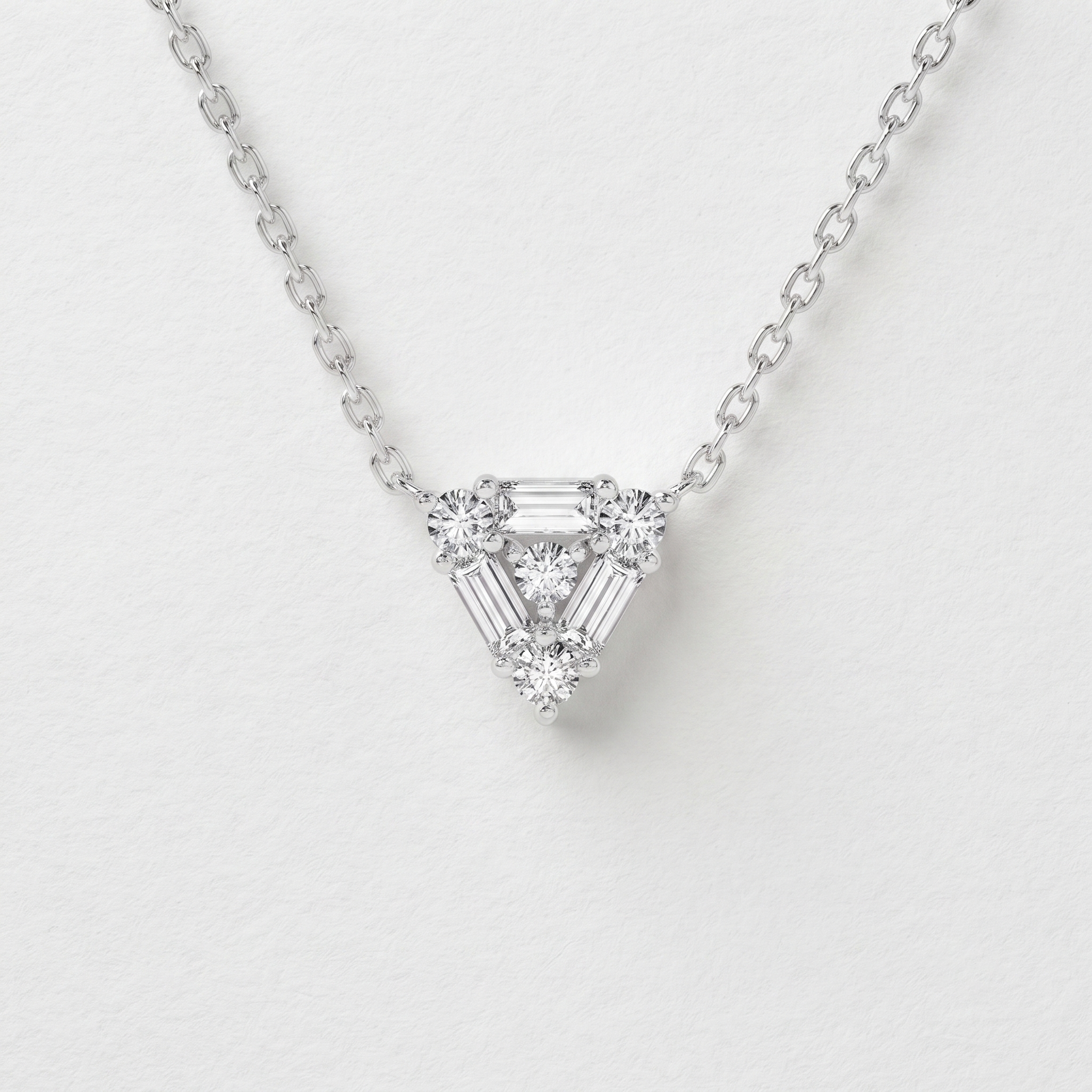 Geometric Baguette Diamond Triangle Pendant