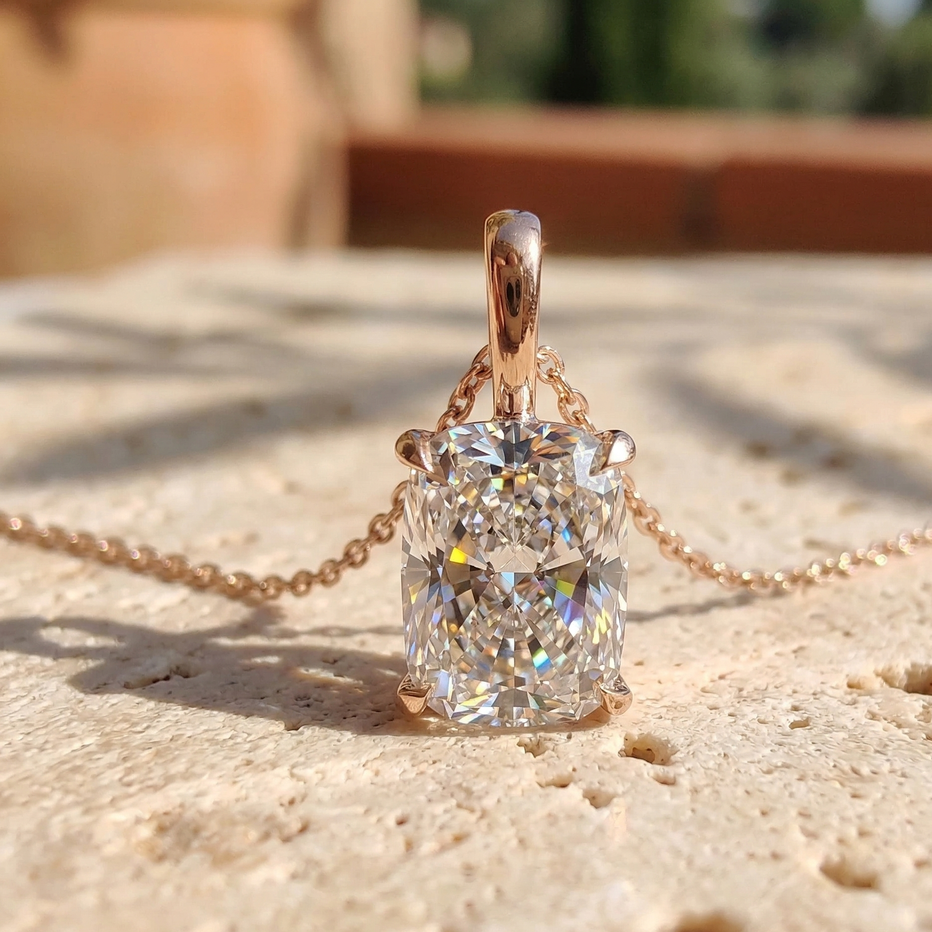 Cushion Cut Solitaire Diamond Pendant