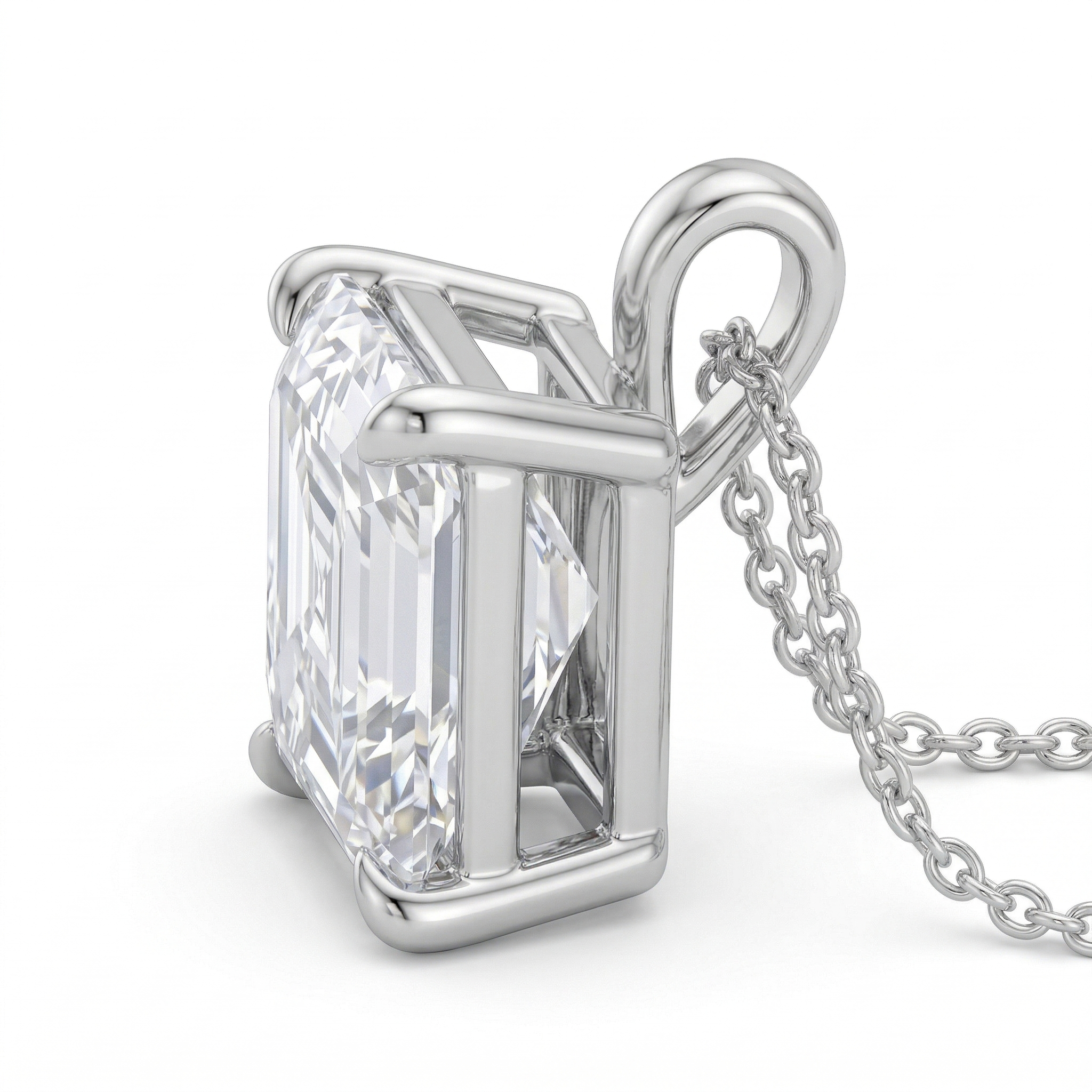 Asscher Cut Solitaire Diamond Pendant