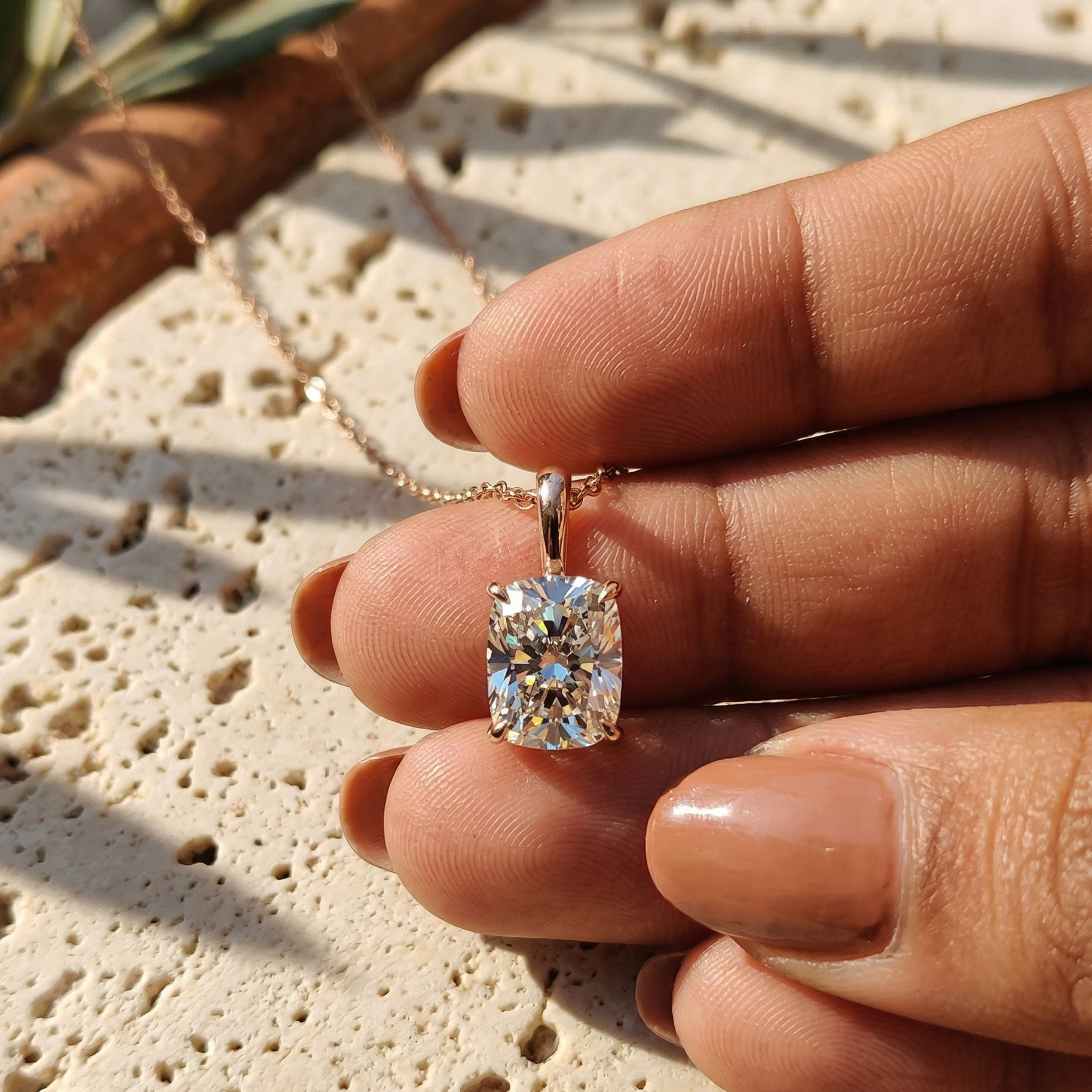 Cushion Cut Solitaire Diamond Pendant