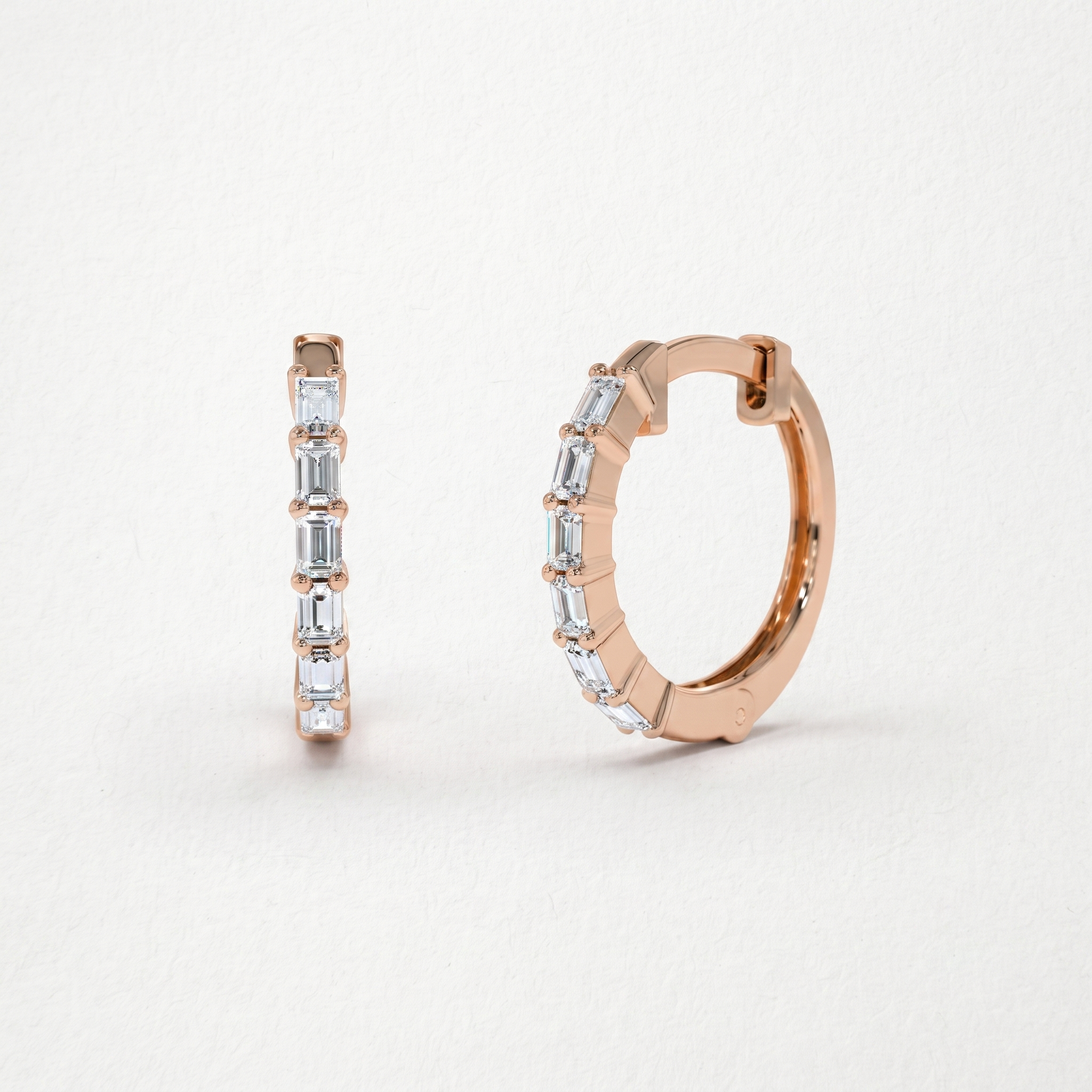 Emerald Baguette Diamond Hoop Earrings