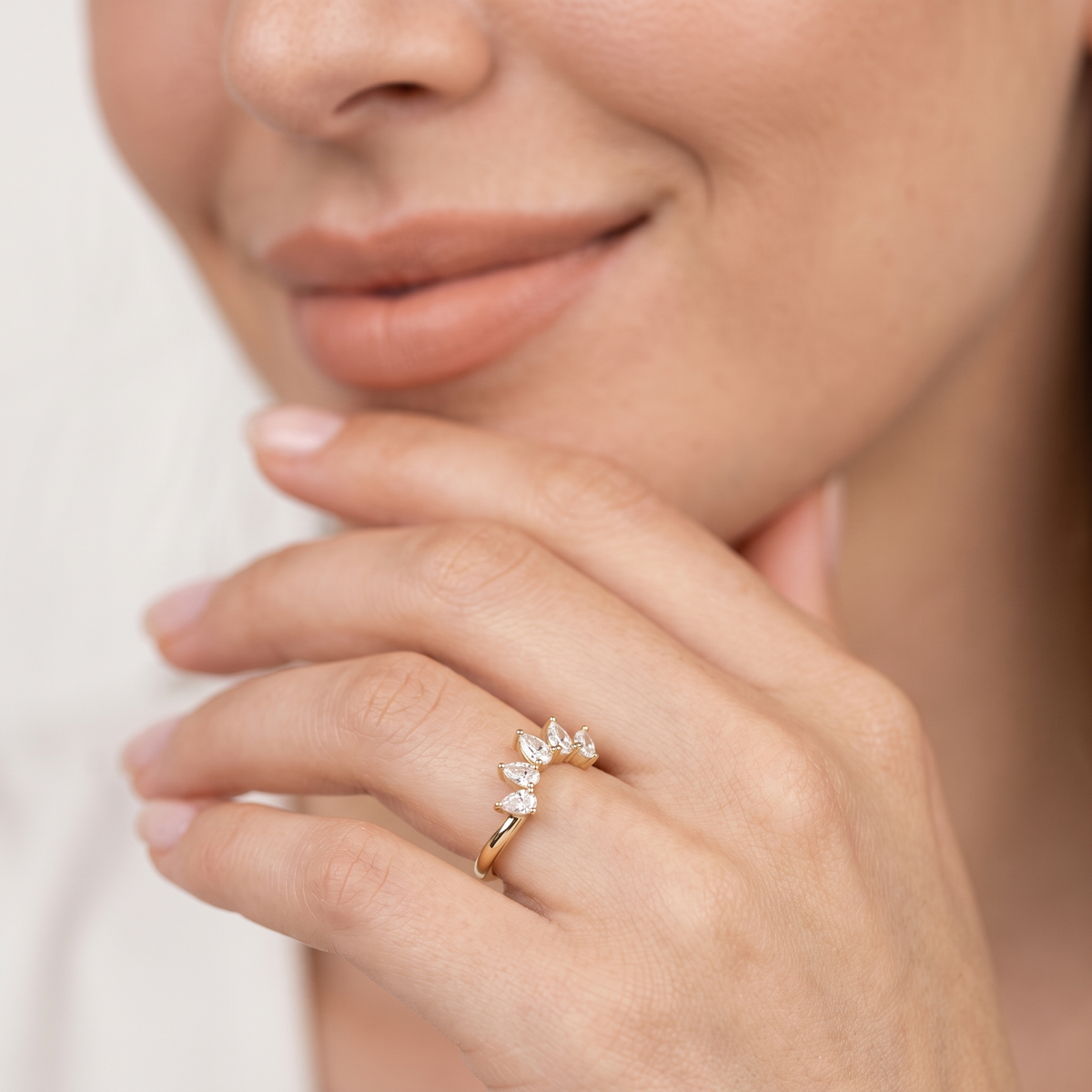 Five Stone Pear Diamond Band