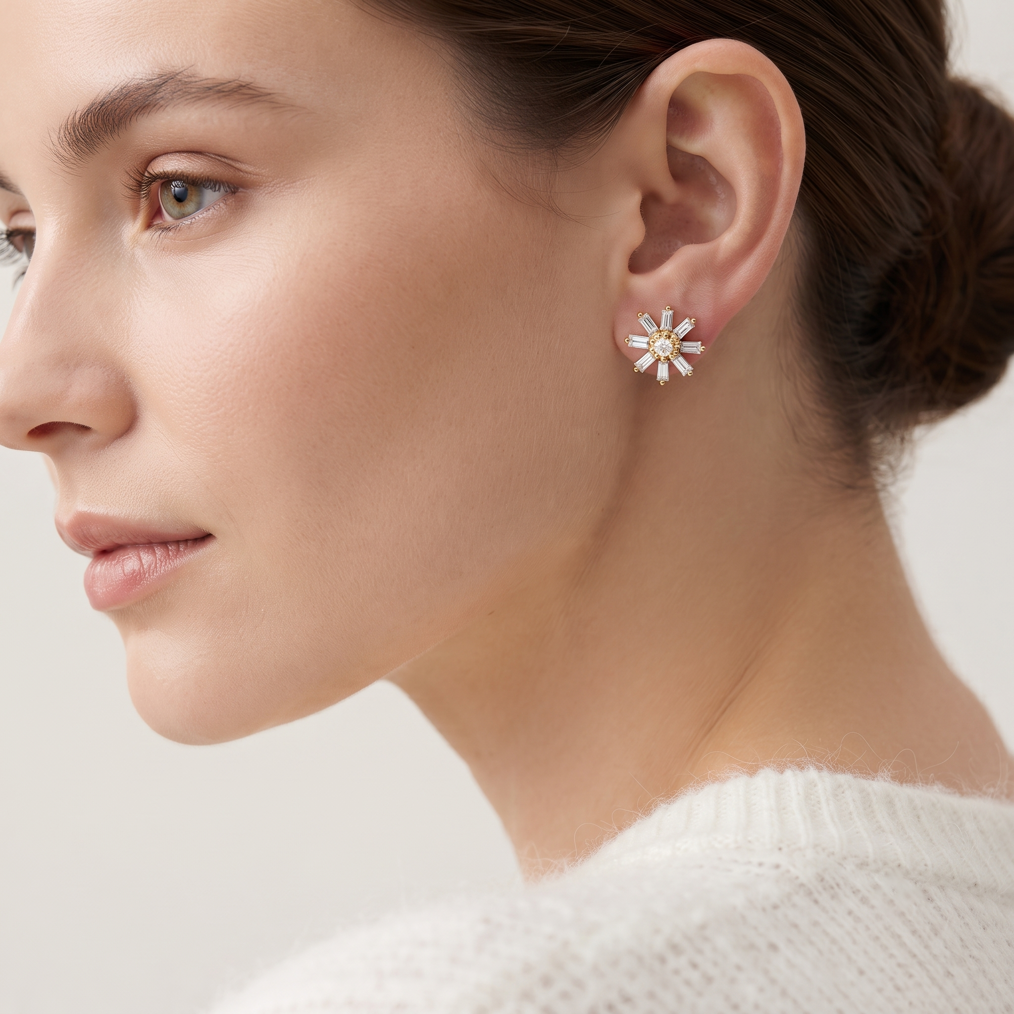 Radiant Starburst Diamond Stud Earrings