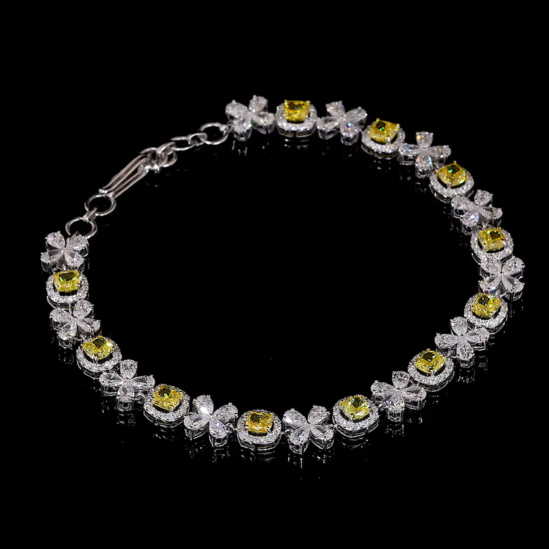 Cushion Cut Lab Grown Diamond Tennis Bracelet