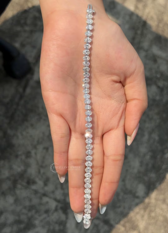 14 CTW Oval Cut Lab Grown Diamond Tennis Bracelet