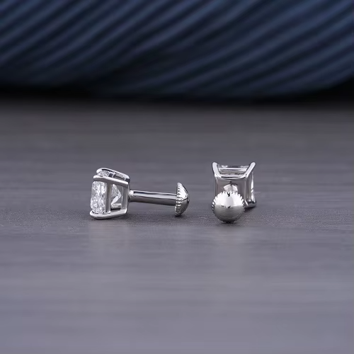 2 TCW IGI Certified Lab Grown Princess Cut Diamond Stud Earrings
