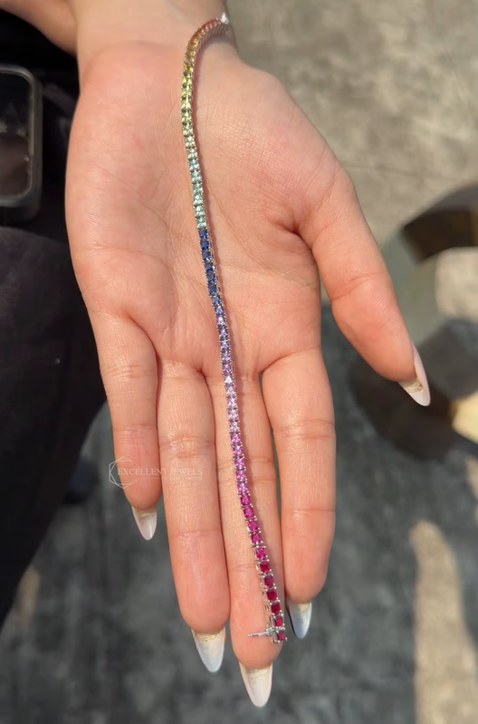 3.11 CTW Colorful Lab Grown HPHT Diamond Tennis Bracelet