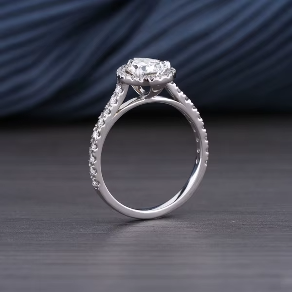 Lab Grown Pear Cut Halo Engagement Ring