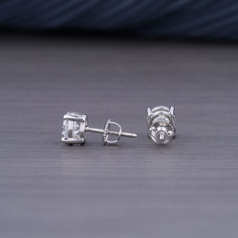 1.50 CT Lab Grown Round Brilliant Diamond Stud Earrings