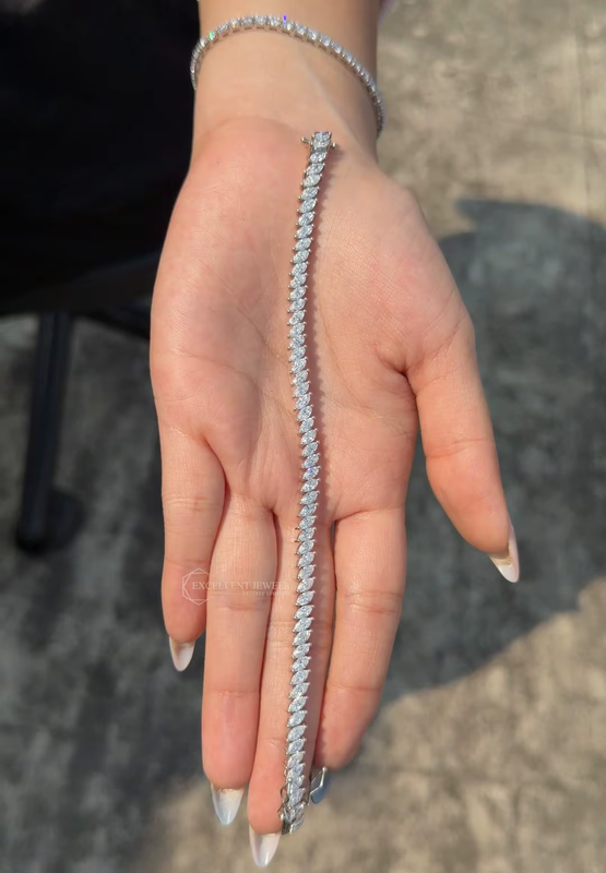 6.59 CTW Marquise Cut Lab Grown HPHT Diamond Tennis Bracelet