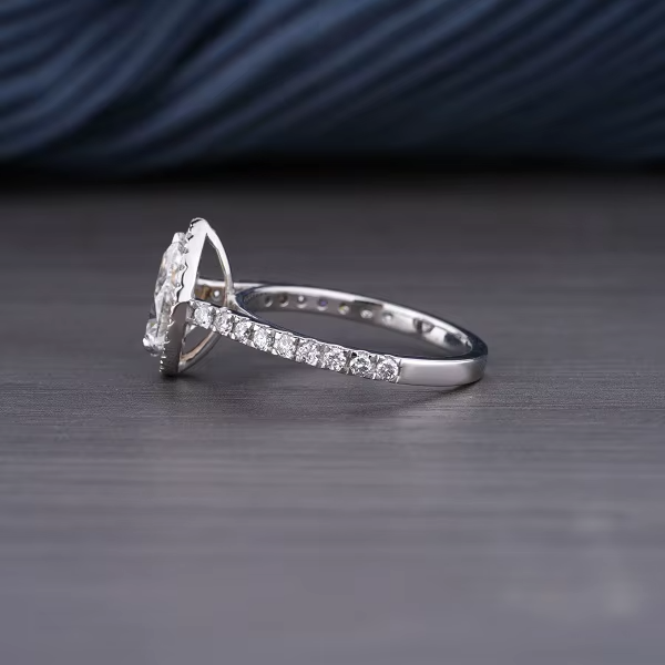 Lab Grown Pear Cut Halo Engagement Ring