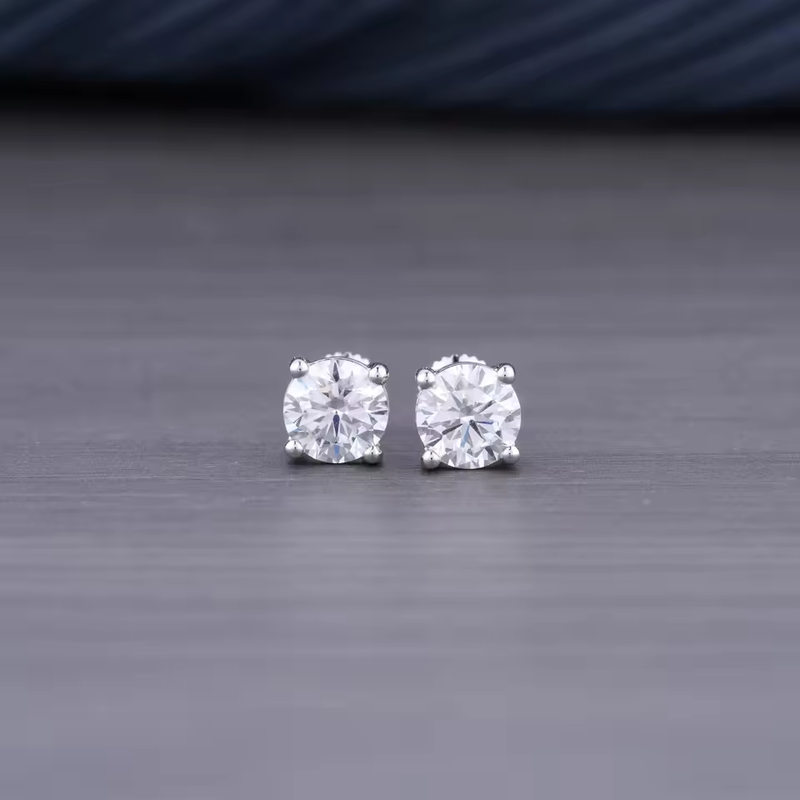 1.50 CT Lab Grown Round Brilliant Diamond Stud Earrings