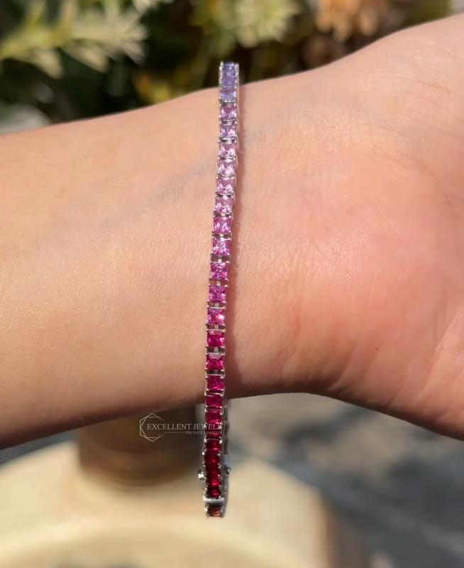 3.11 CTW Colorful Lab Grown HPHT Diamond Tennis Bracelet