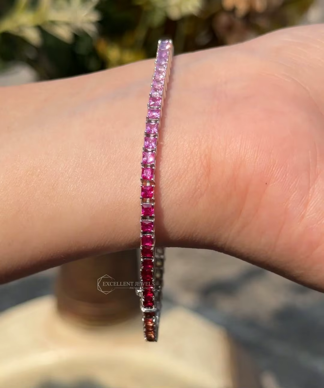 3.11 CTW Colorful Lab Grown HPHT Diamond Tennis Bracelet