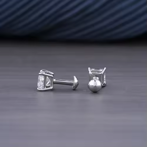 2 TCW IGI Certified Lab Grown Princess Cut Diamond Stud Earrings