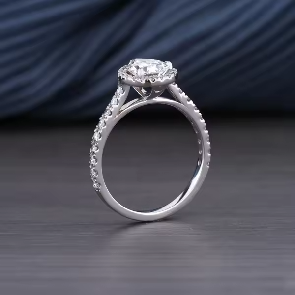 Lab Grown Pear Cut Halo Engagement Ring